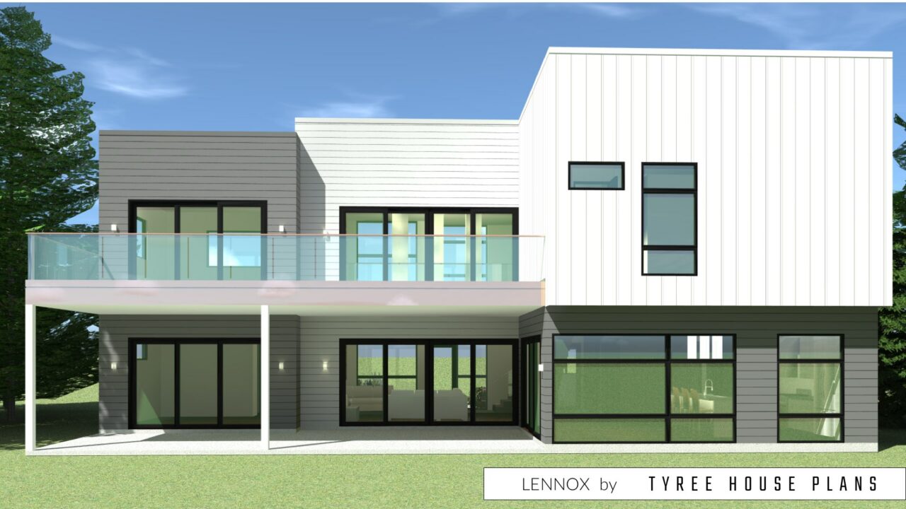 Lennox. Modern Two Story House Plan with Glass Railings. Created by ...