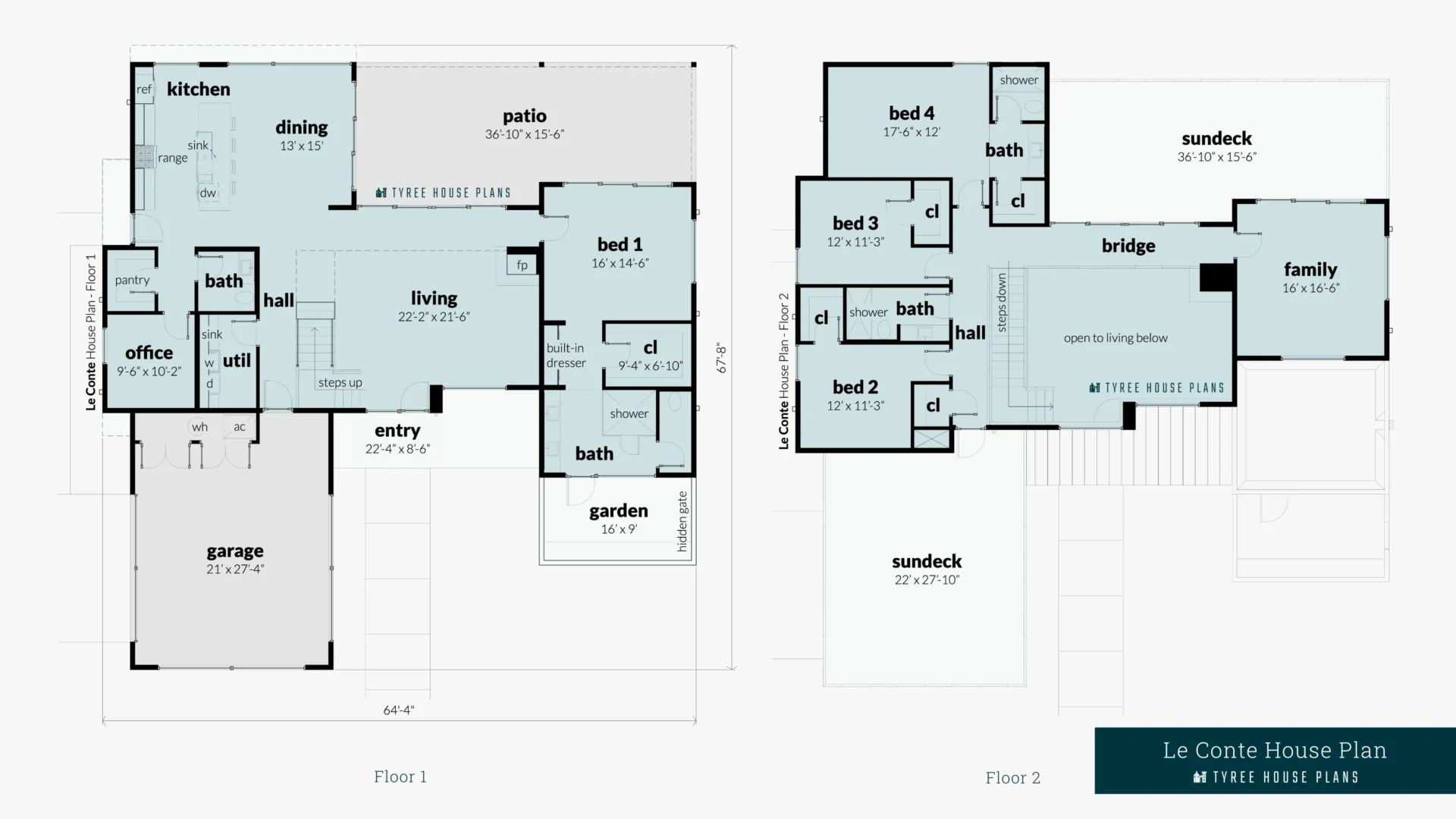 Le Conte House Plan Floor Artwork by Tyree House Plans