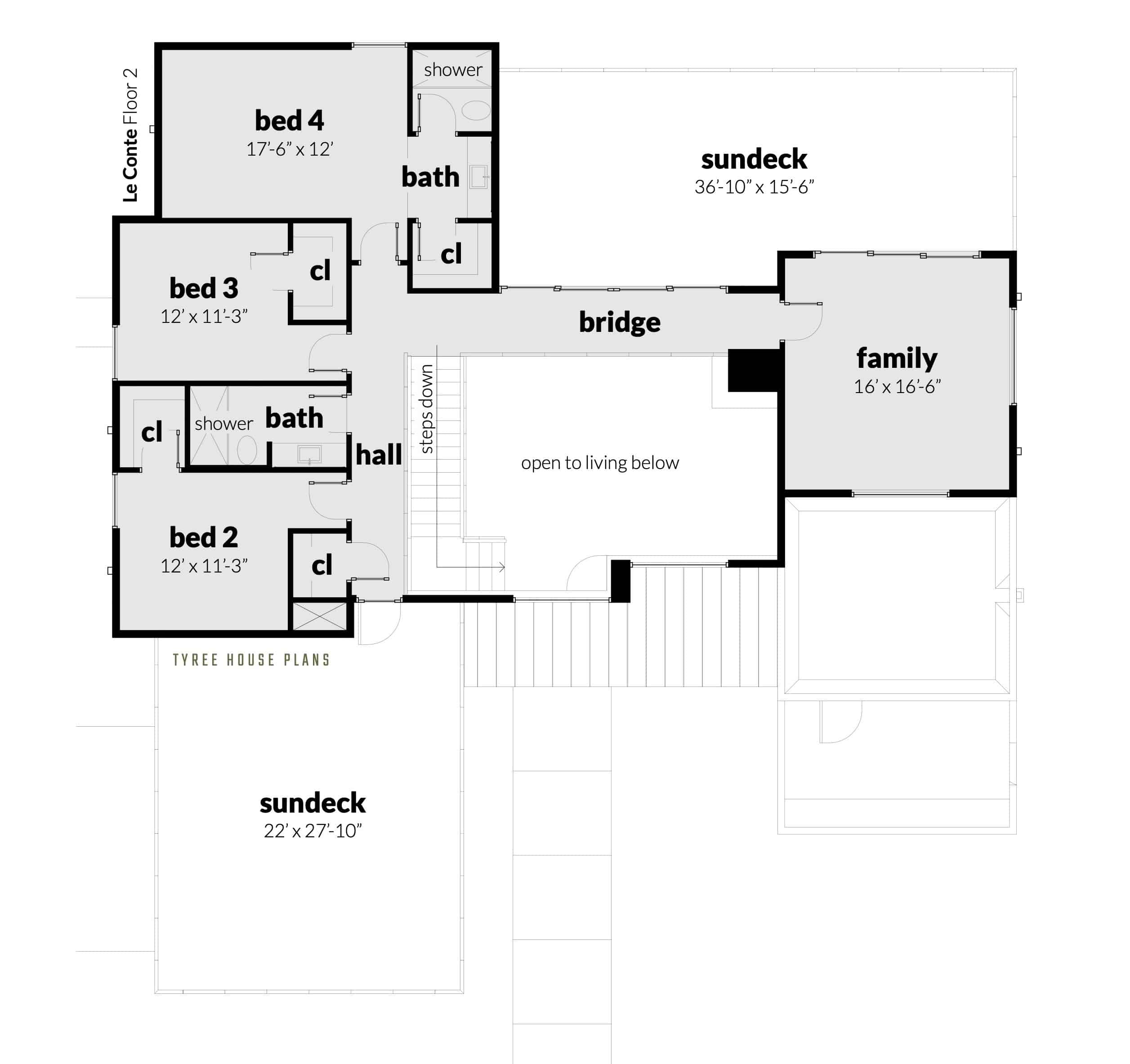Floor 2 - Le Conte House Plan by Tyree House Plans