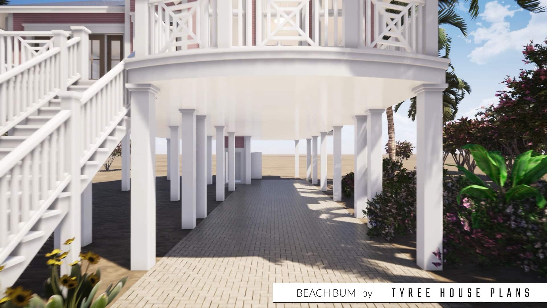 Parking below the house. Beach Bum by Tyree House Plans.