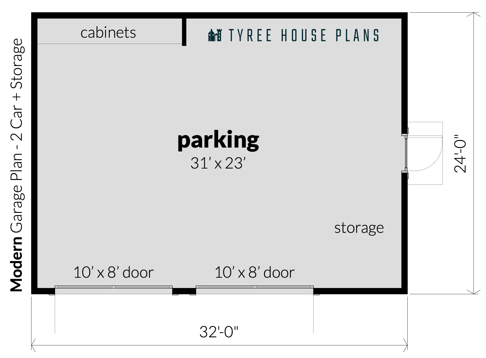 Floor - Modern Garage - 2 Car + Storage by Tyree House Plans