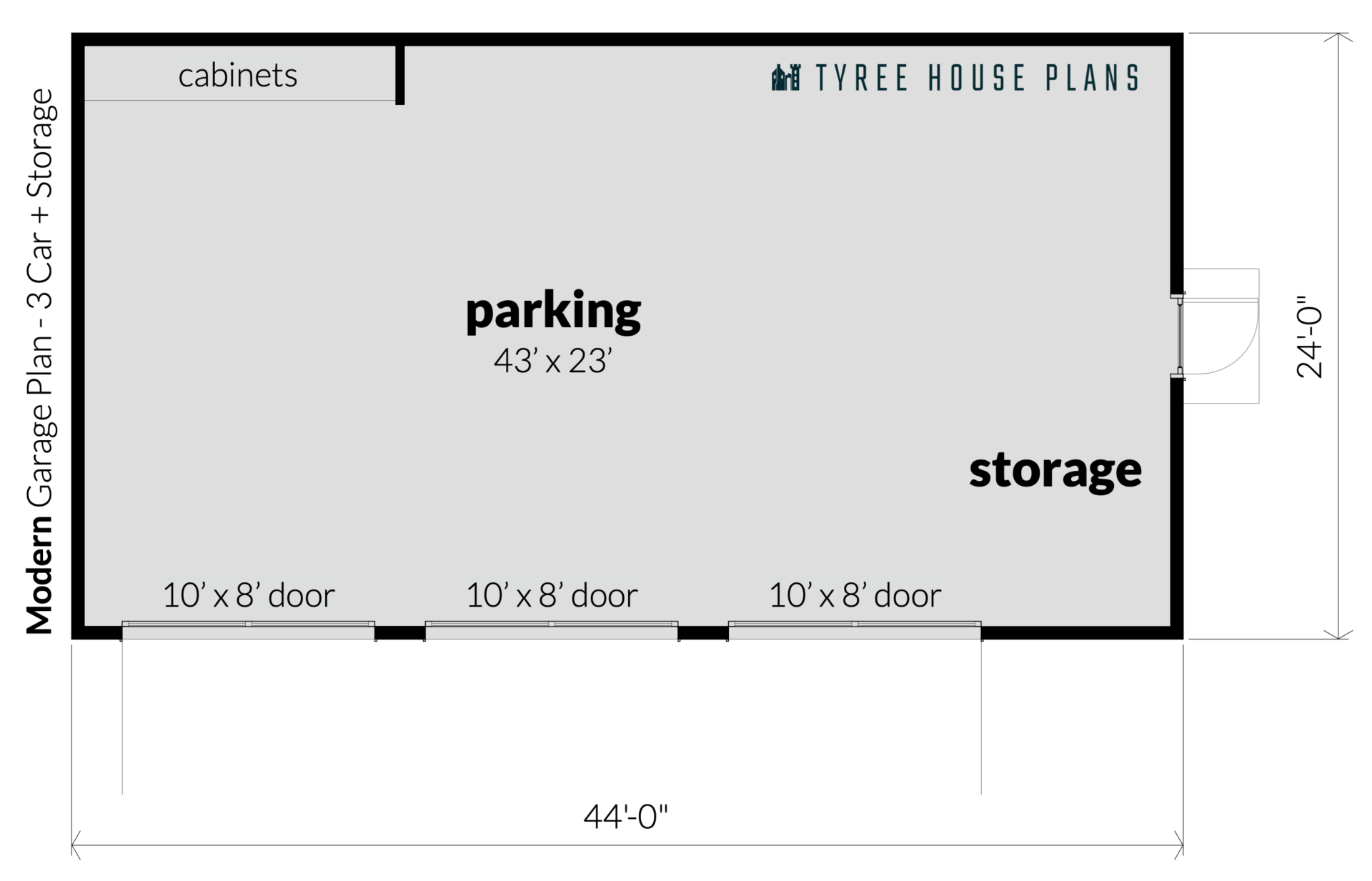 Floor - Modern Garage - 3 Car + Storage by Tyree House Plans
