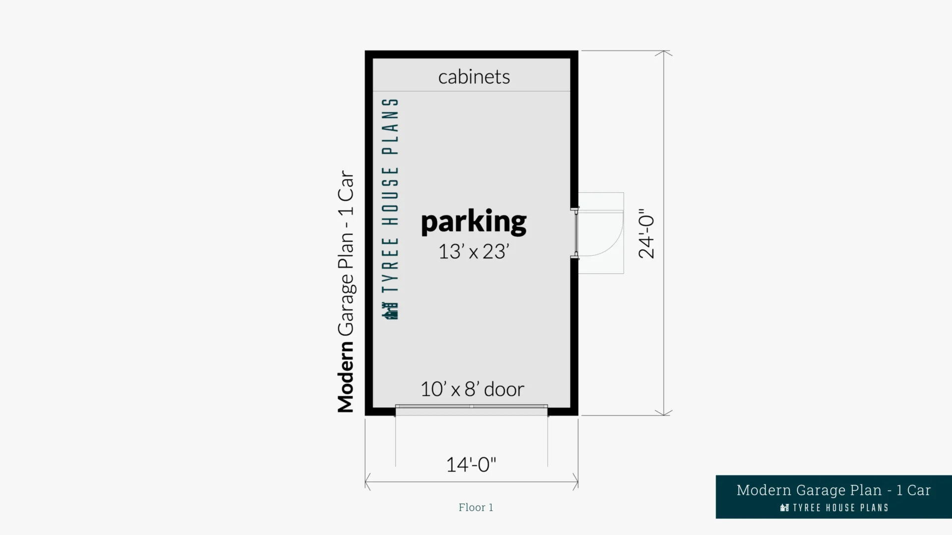 Modern Garage Plan - 1 Car - Floor Artwork by Tyree House Plans