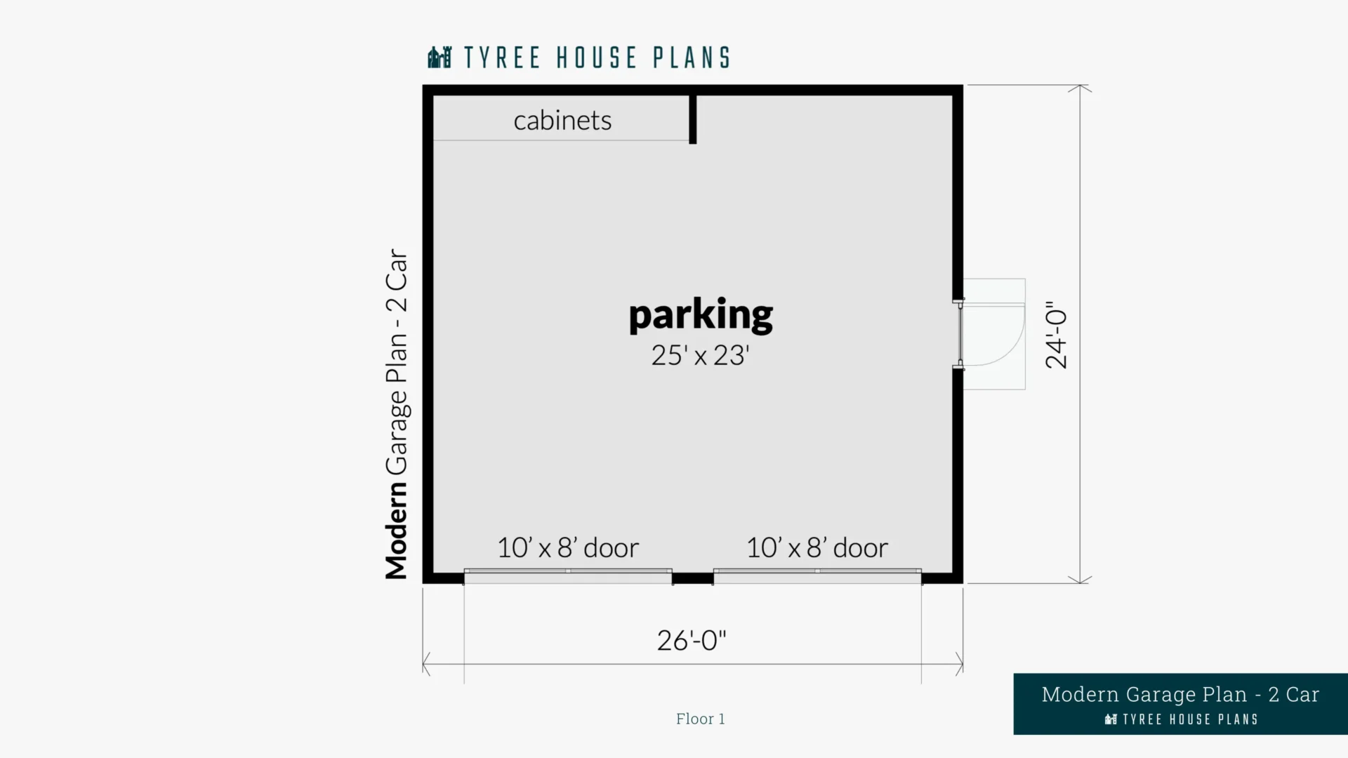 Modern Garage Plan - 2 Car - Floor Artwork by Tyree House Plans