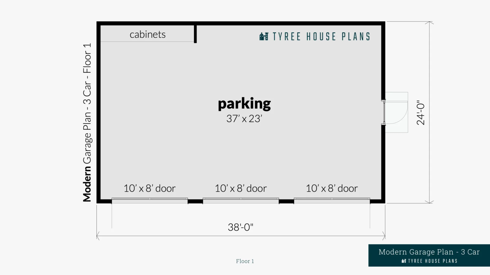 Modern Garage Plan - 3 Car - Floor Artwork by Tyree House Plans