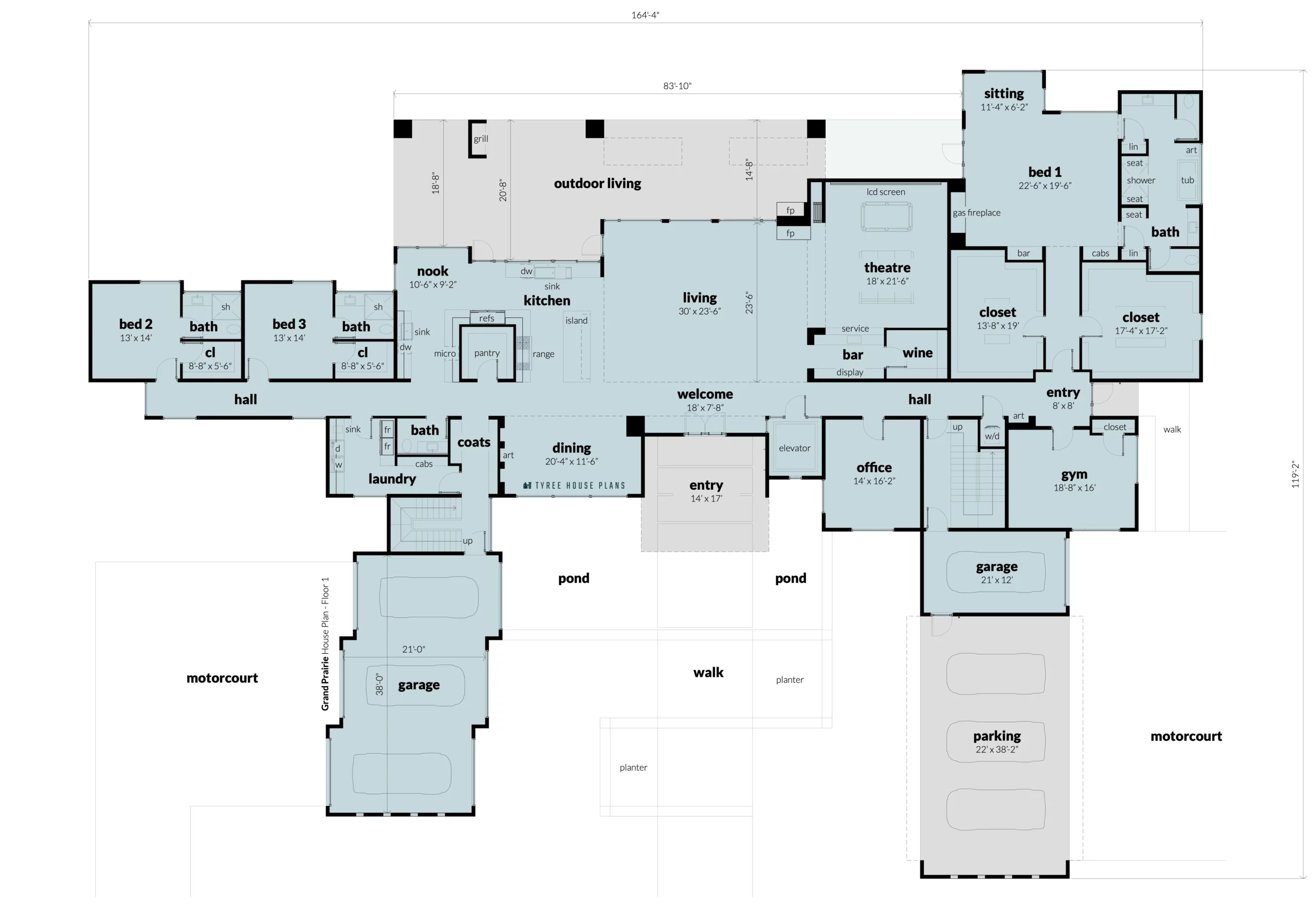 Floor 1 - Grand Prairie House Plan by Tyree House Plans