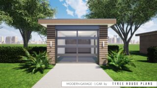 Modern Garage - 1 Car by Tyree House Plans