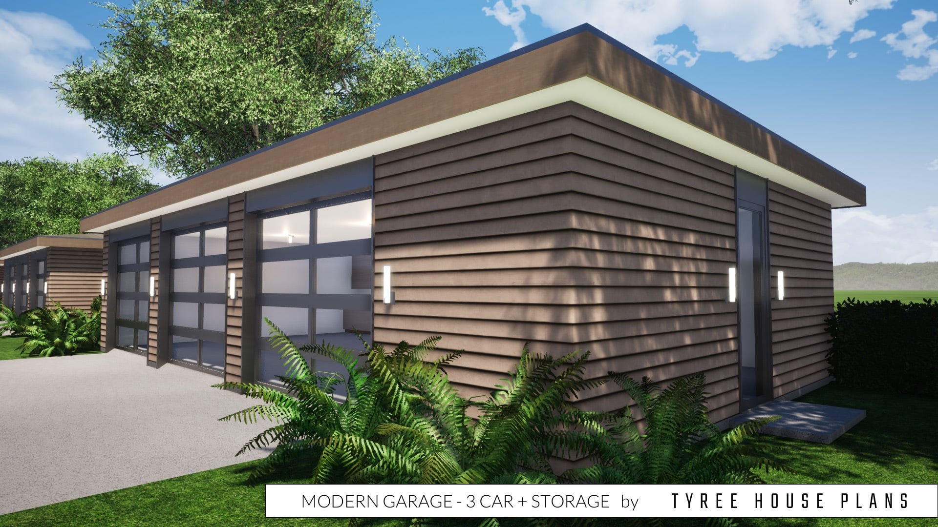 Modern Garage - 3 Car plus Storage by Tyree House Plans