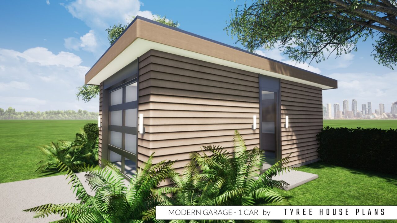 Modern Garage Plan - 1 Car. Created by Tyree House Plans