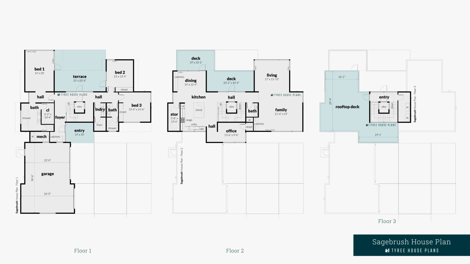 Sagebrush House Plan Floor Artwork by Tyree House Plans