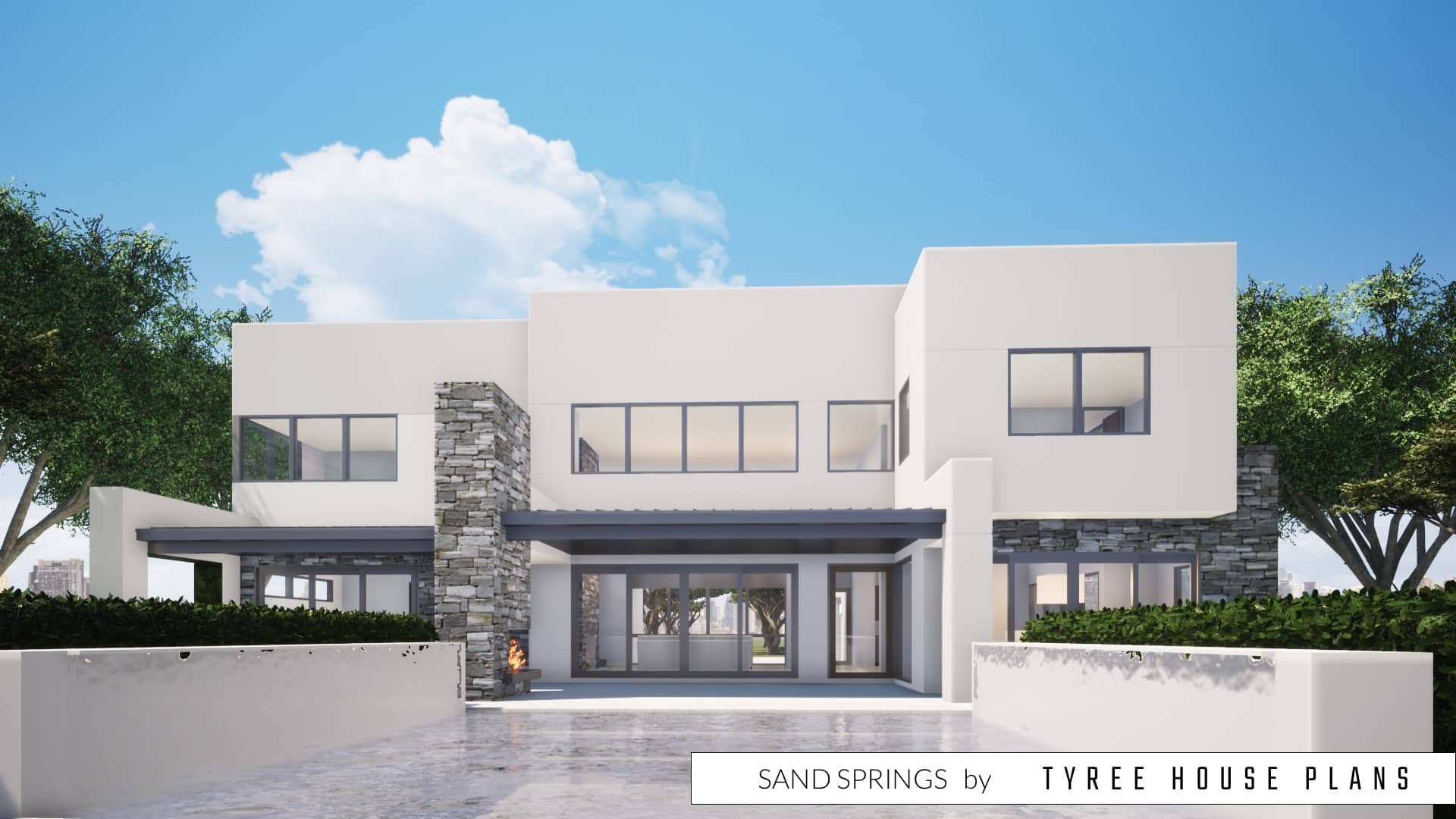 Rear view. Sand Springs by Tyree House Plans.
