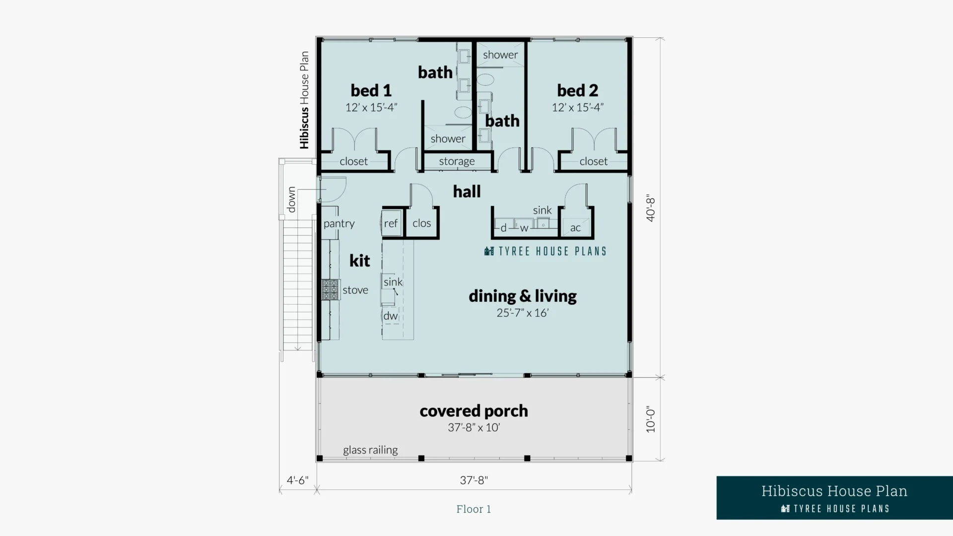 Hibiscus House Plan Floor Artwork by Tyree House Plans