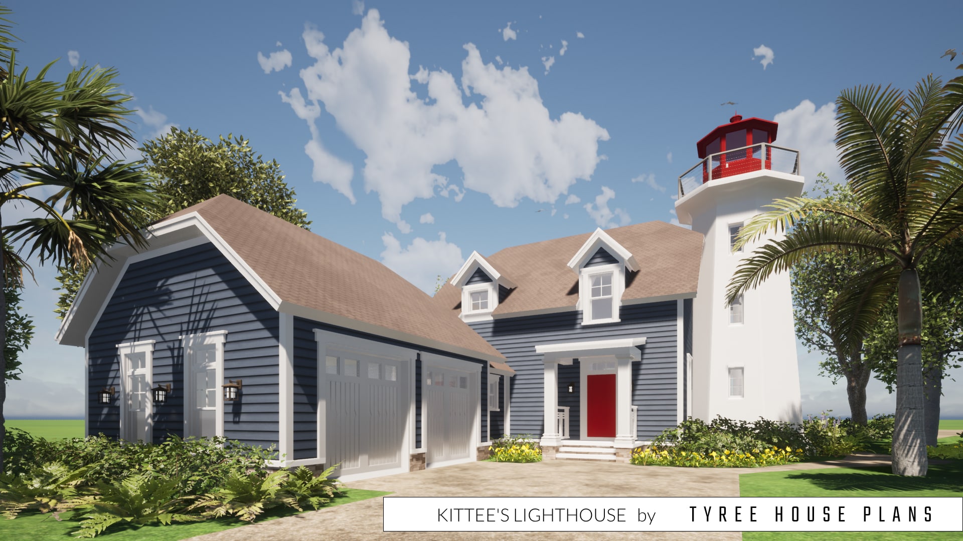 3 Bedroom House with Attached Lighthouse. Tyree House Plans.