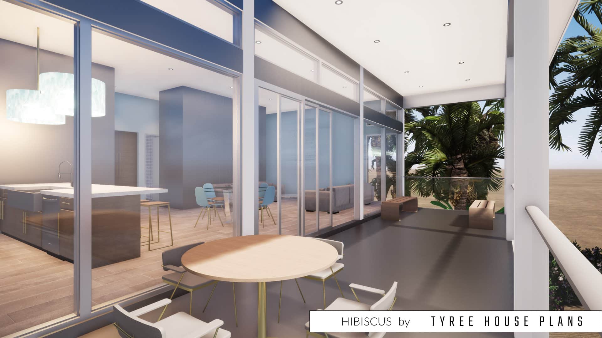 Large covered porch. Hibiscus by Tyree House Plans.