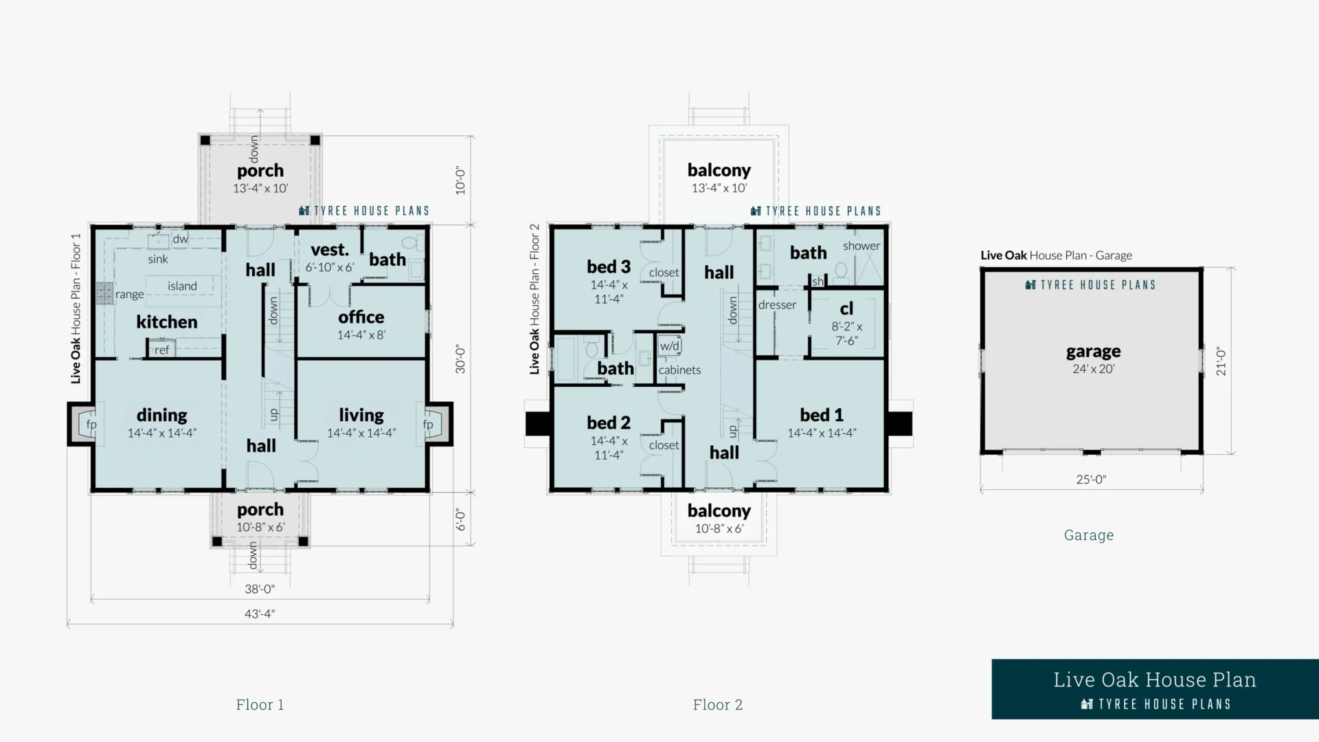 Live Oak House Plan Floor Artwork by Tyree House Plans