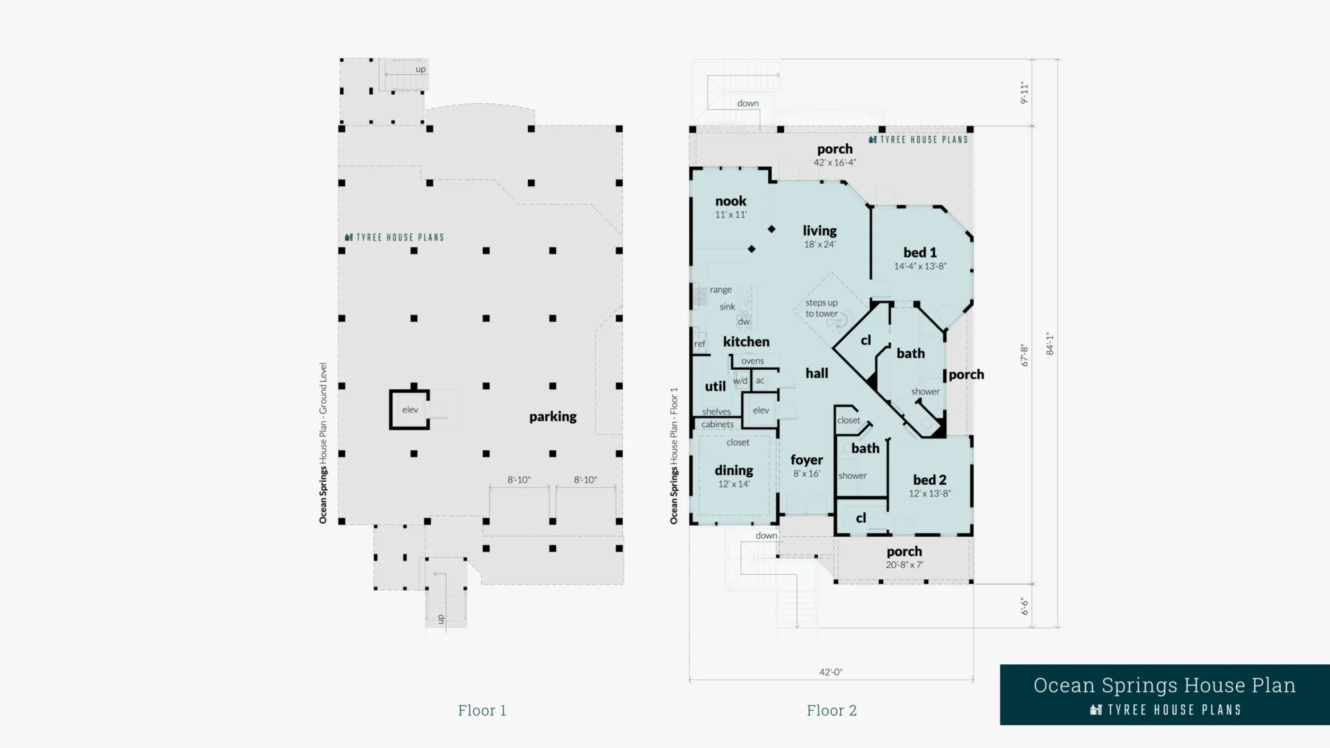 Ocean Springs House Plan Floor Artwork by Tyree House Plans