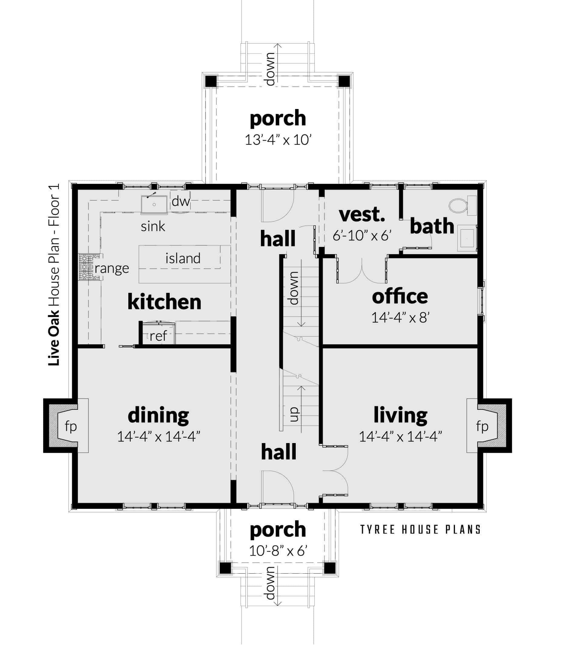 Traditional 2 Story. 3 Bedrooms. Detached Garage. Tyree House Plans.