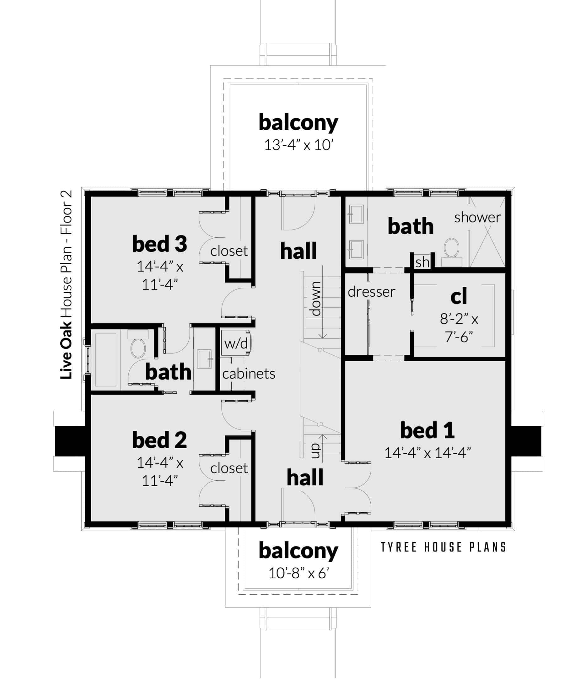 Traditional 2 Story. 3 Bedrooms. Detached Garage. Tyree House Plans.