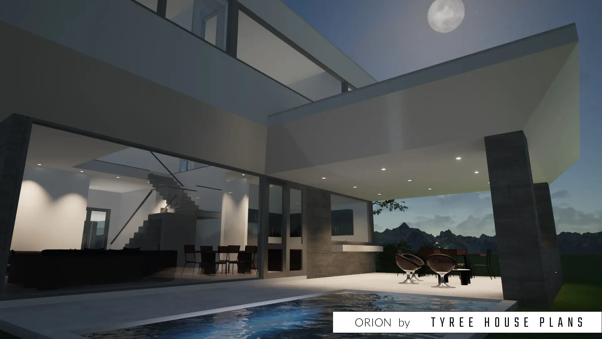 Orion. Modern Home with Large Skylight by Tyree House Plans.