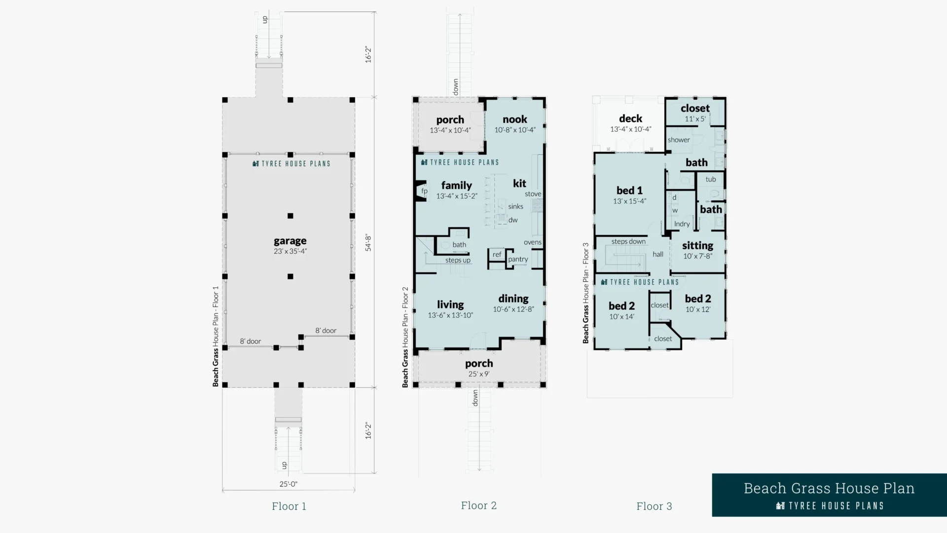 Beach Grass House Plan Floor Artwork by Tyree House Plans