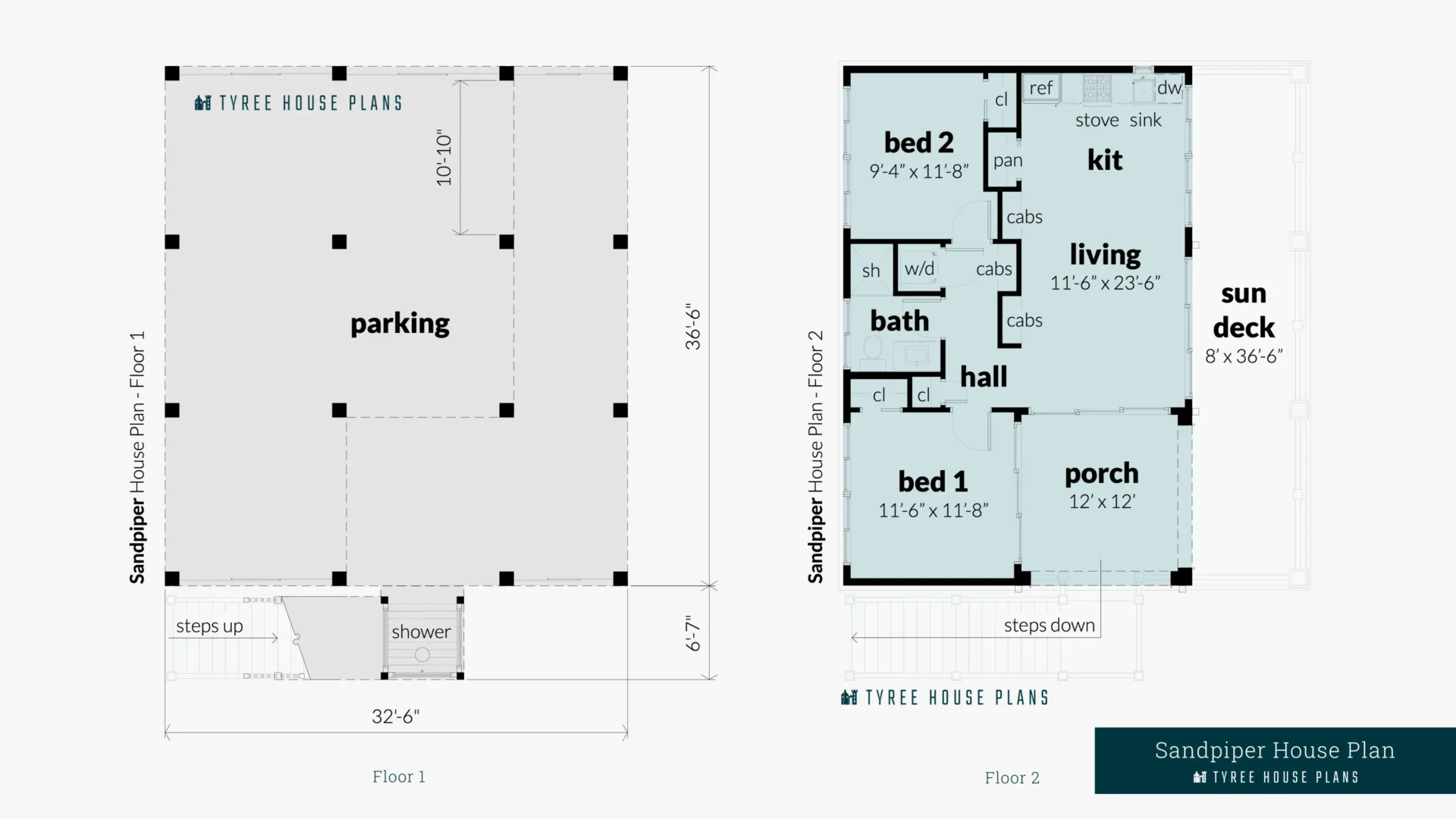 Sandpiper House Plan Floor Artwork by Tyree House Plans