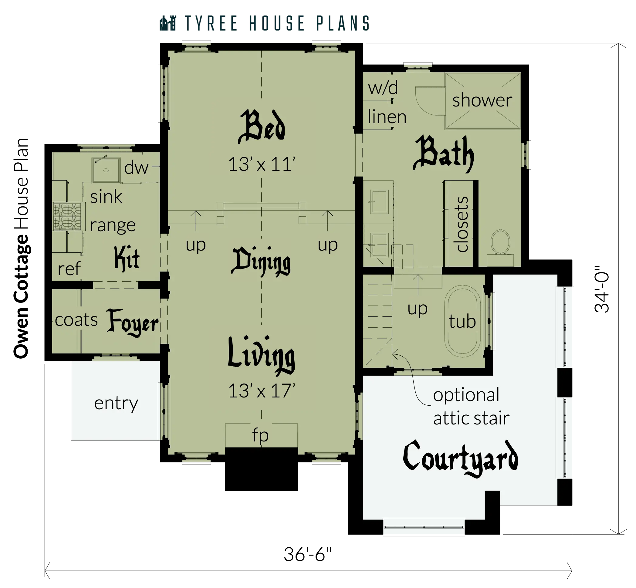 Floor - Owen Cottage by Tyree House Plans