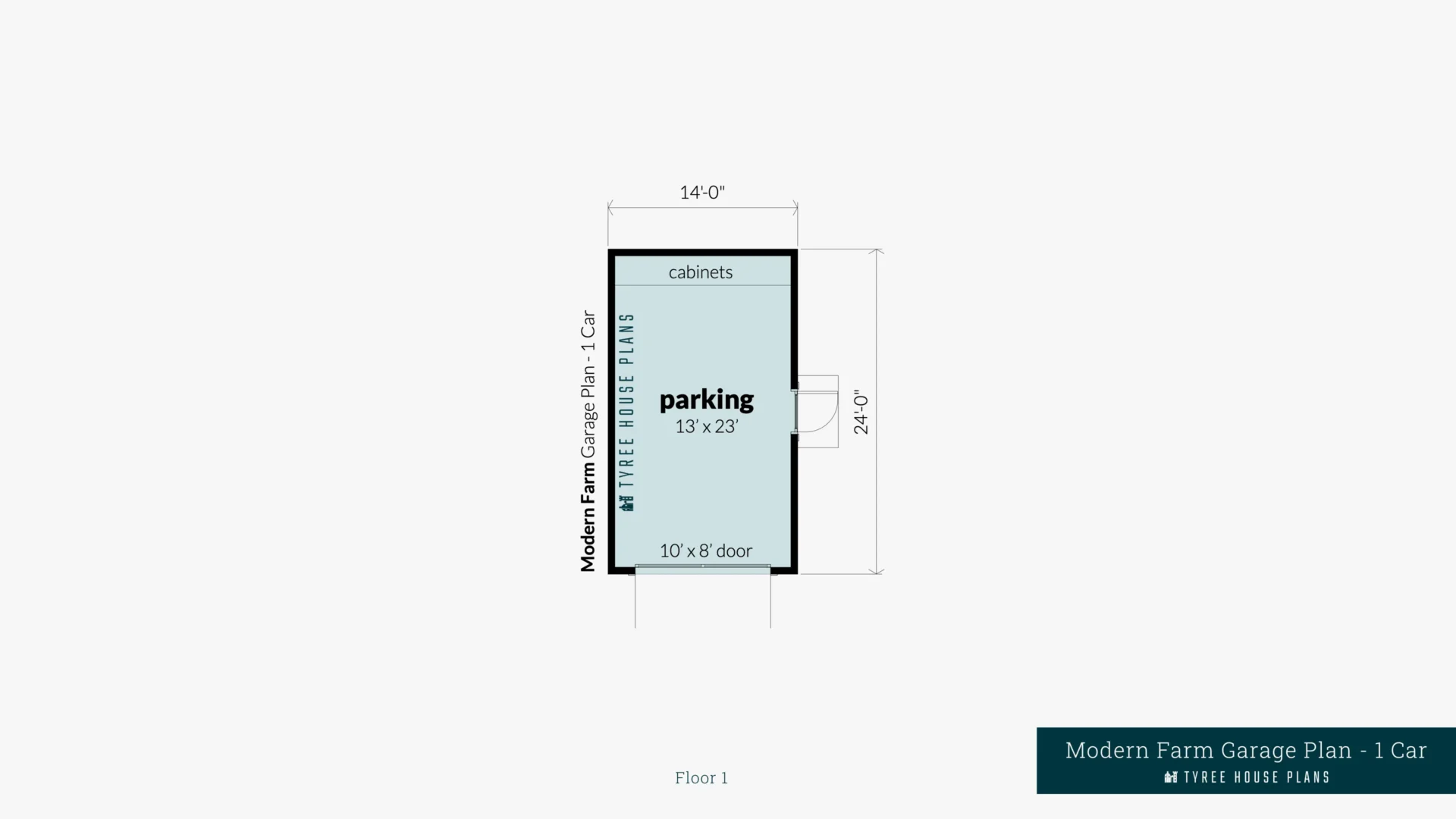 Modern Farm Garage Plan - 1 Car - Floor Artwork by Tyree House Plans