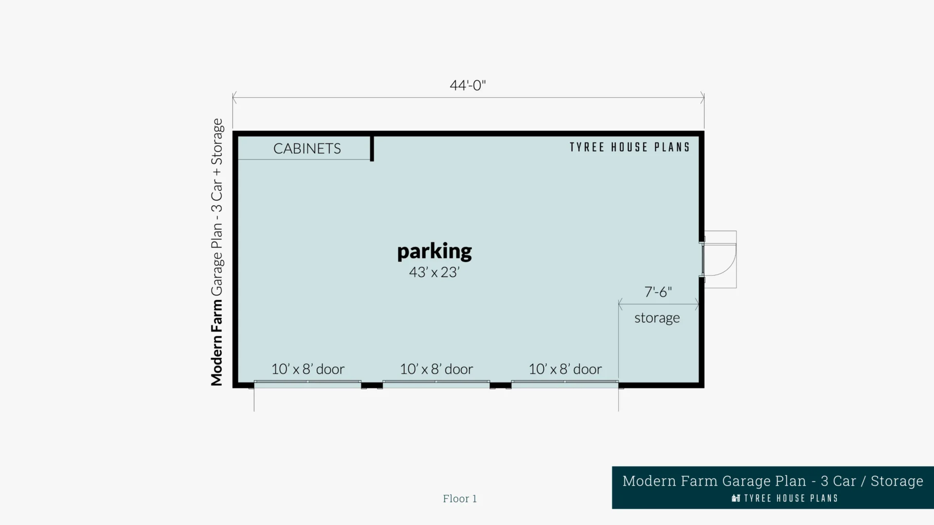 Modern Farm Garage Plan - 3 Car and Storage House Plan Floor Artwork by Tyree House Plans