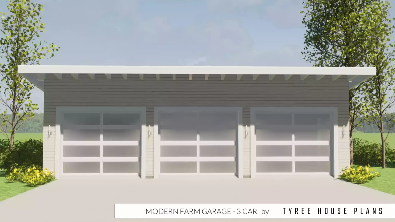Modern Farm Garage Plan - 3 Car