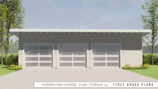 Modern Farm Garage Plan - 3 Car Plus Storage.