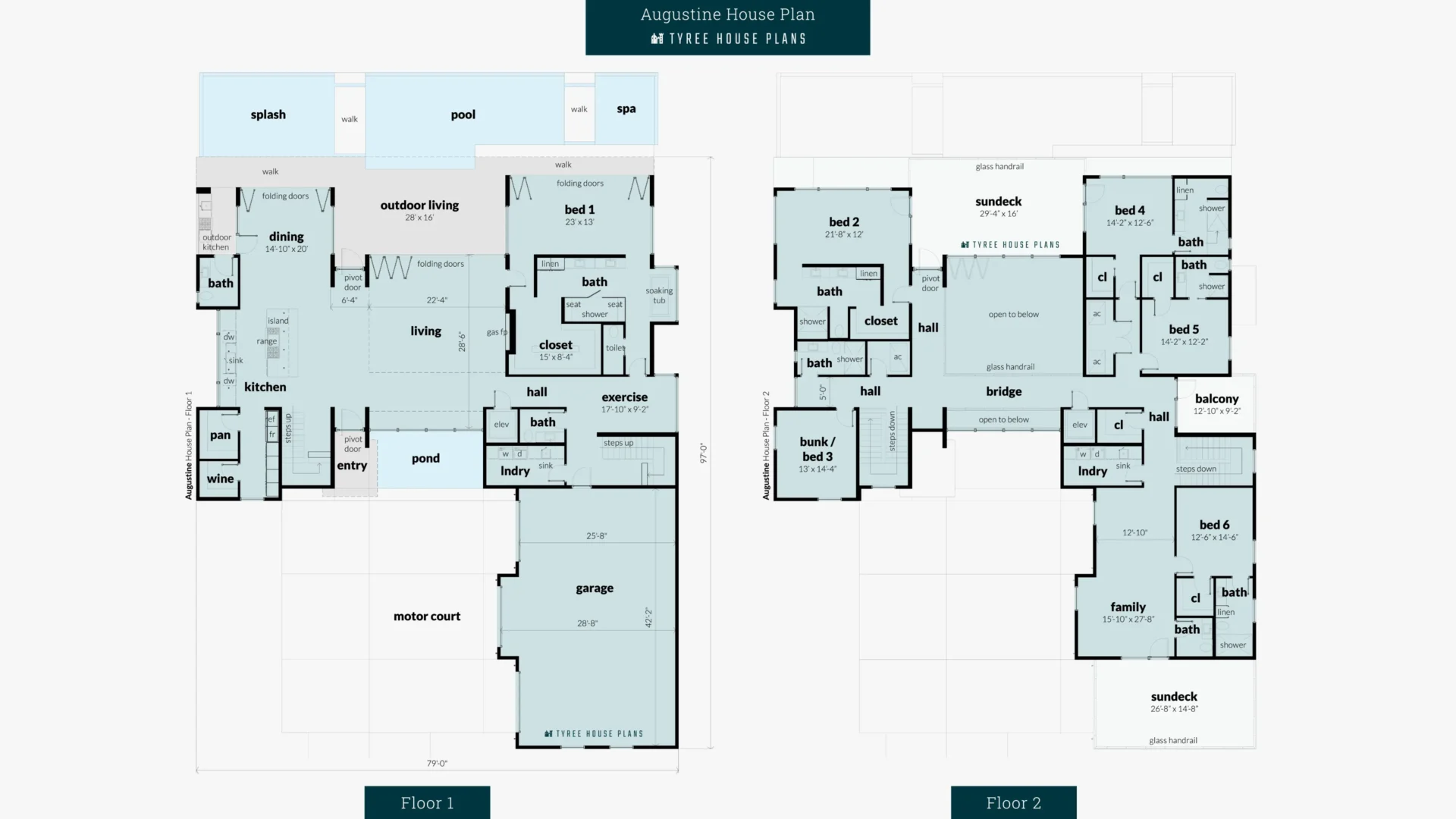 Augustine House Plan Floor Artwork by Tyree House Plans