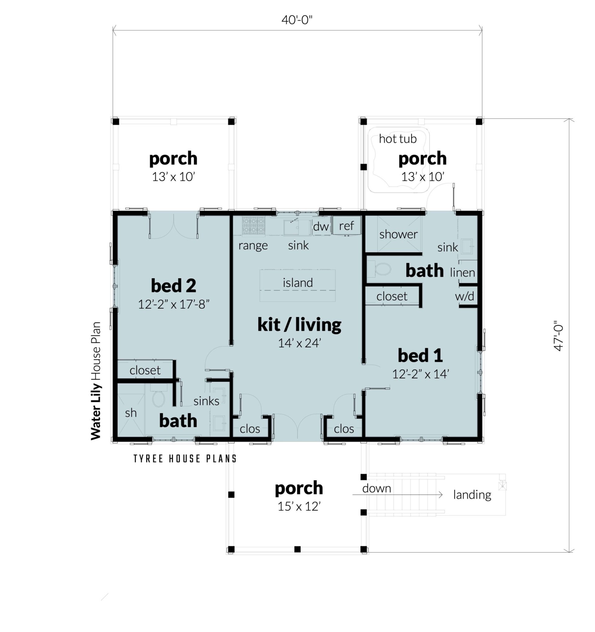 Floor Plan - Water Lily by Tyree House Plans
