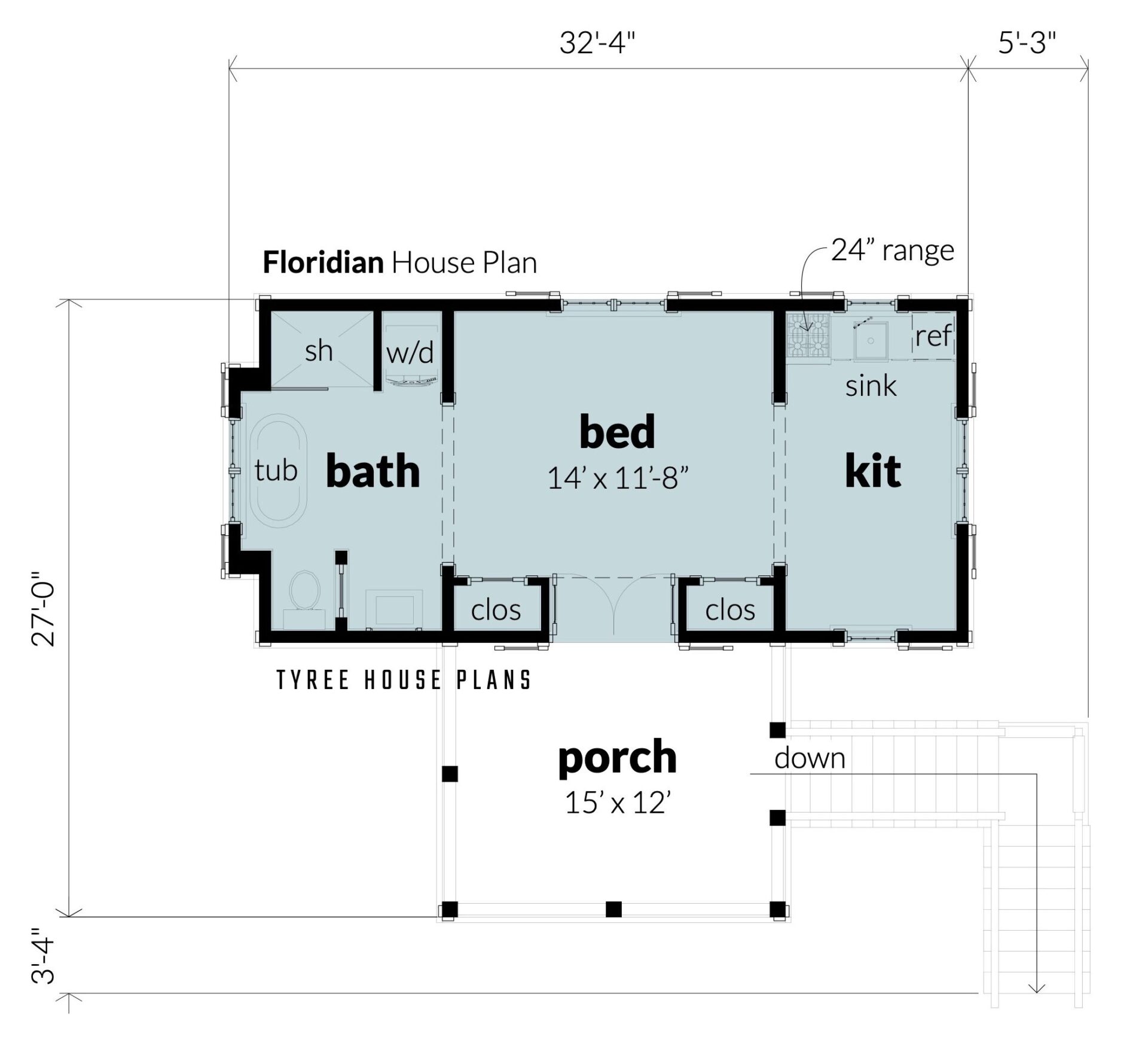 Floor Plan. Floridian by Tyree House Plans.