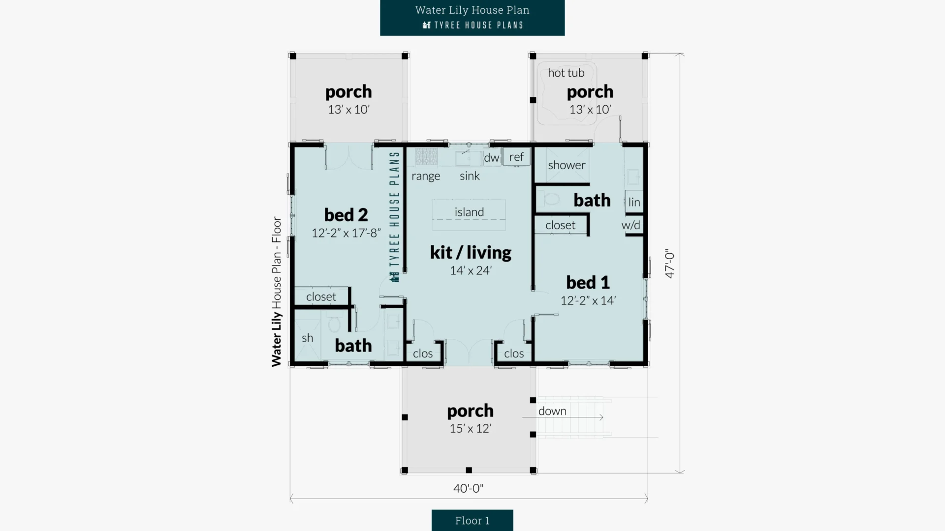 Water Lily House Plan Floor Artwork by Tyree House Plans