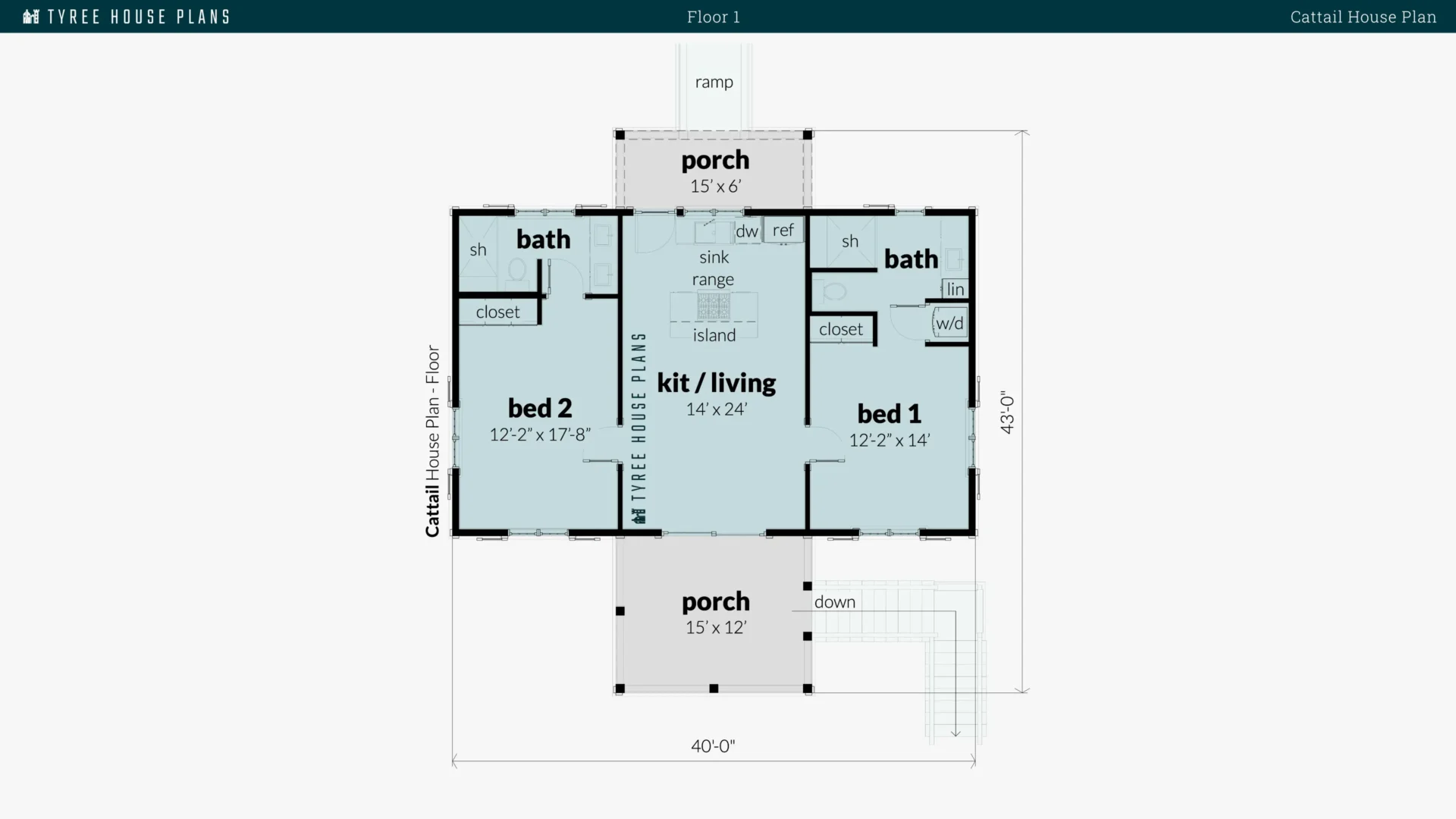 Cattail House Plan Floor Artwork by Tyree House Plans