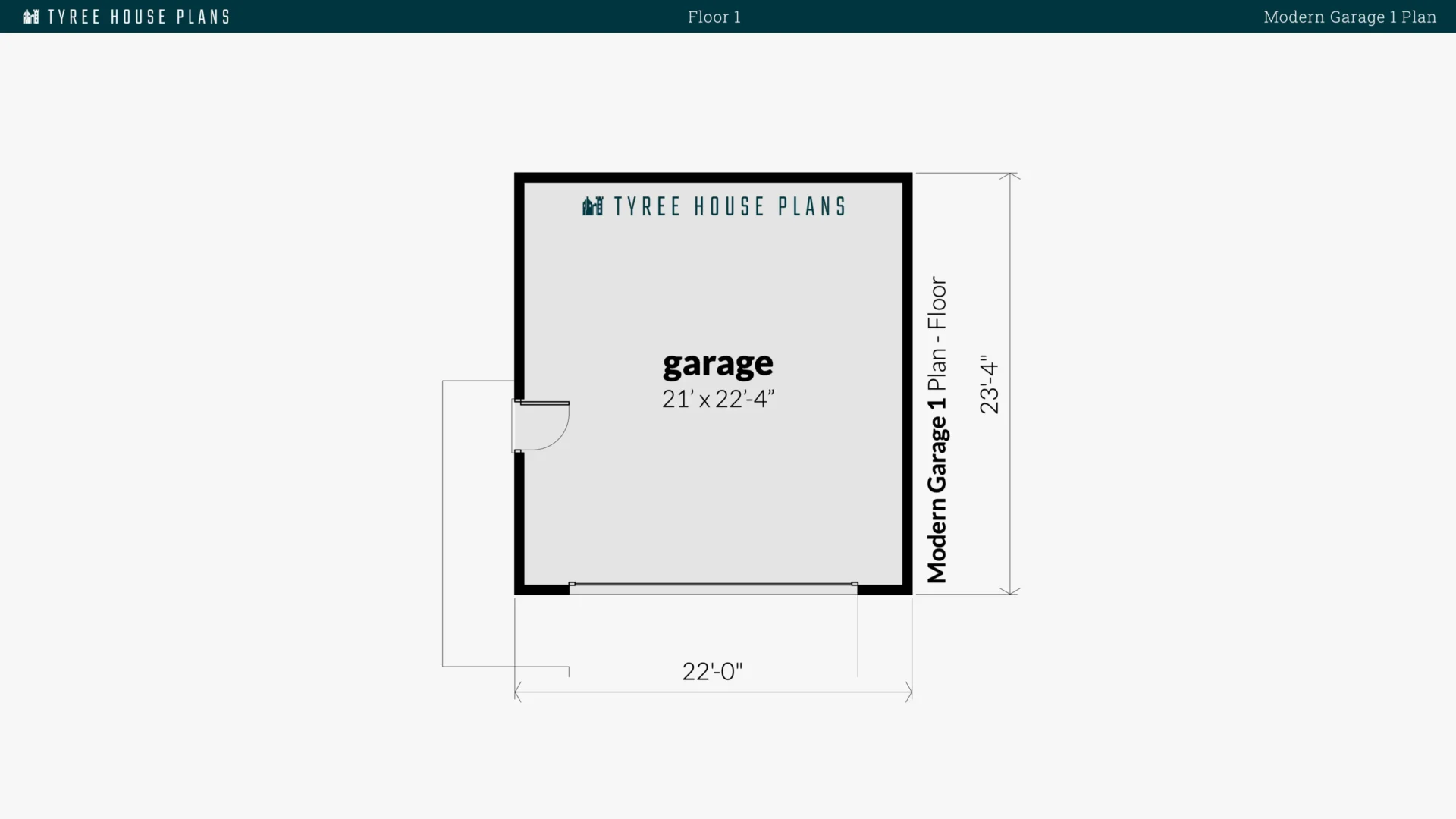 Modern Garage 1 Plan Floor Artwork by Tyree House Plans