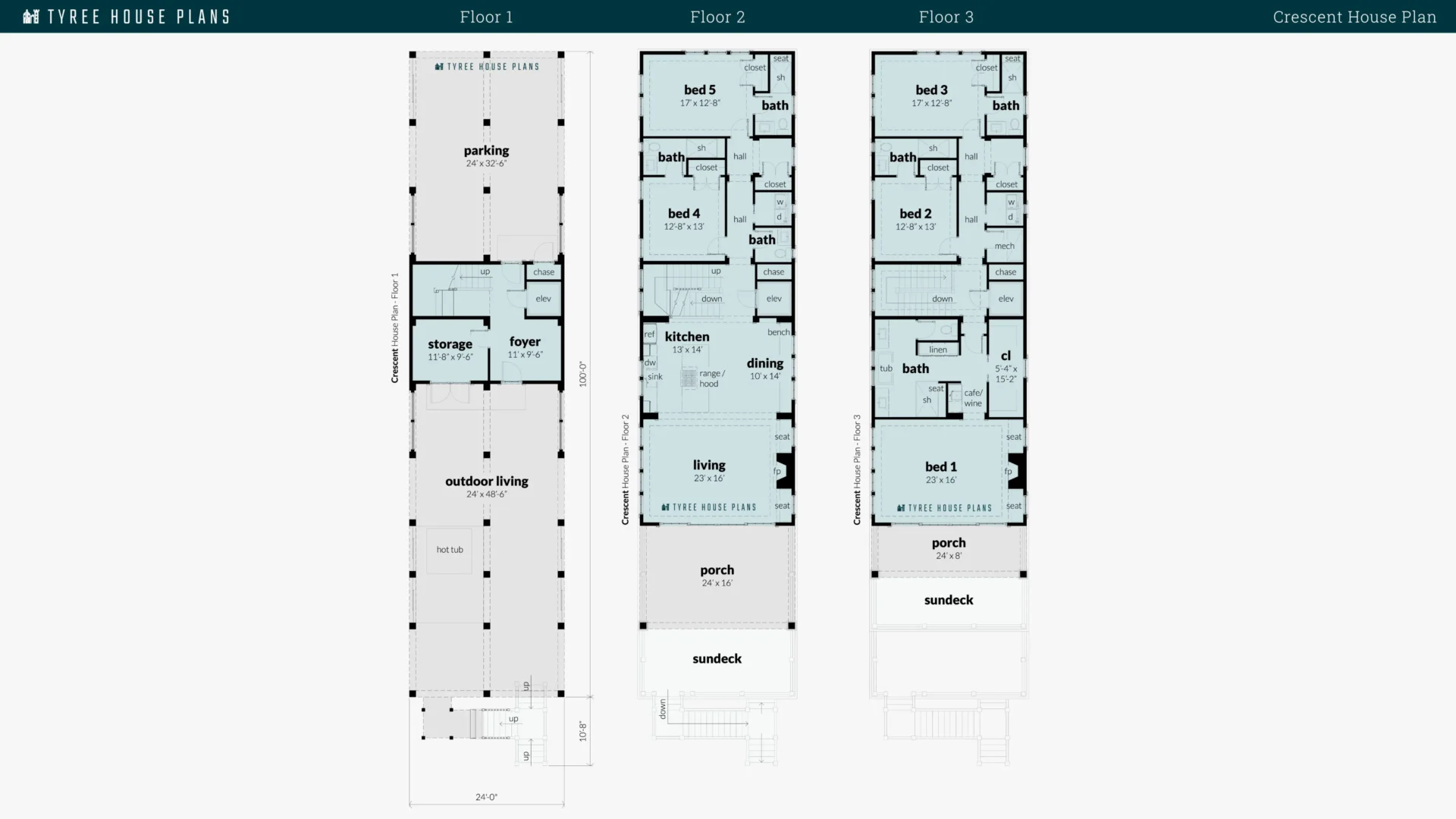 Crescent House Plan Floor Artwork by Tyree House Plans