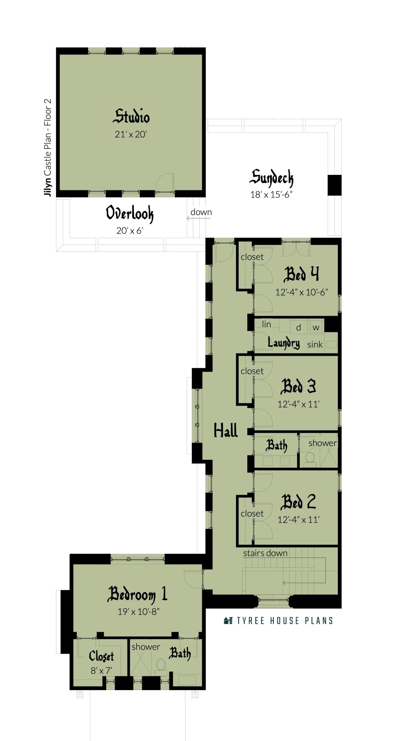 Floor 2. Jilyn Castle by Tyree House Plans.
