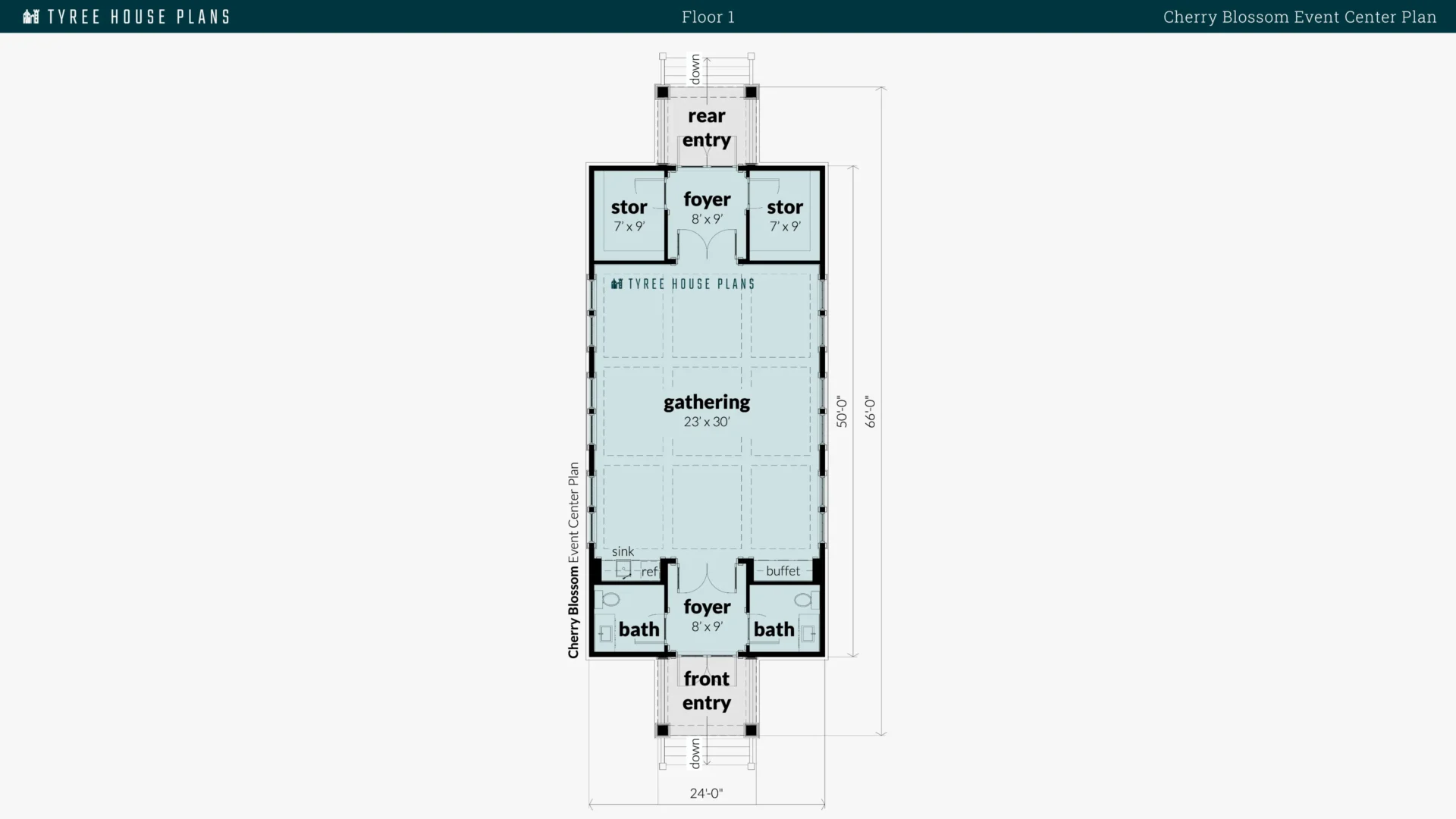 Cherry Blossom Event Center Plan Floor Artwork by Tyree House Plans