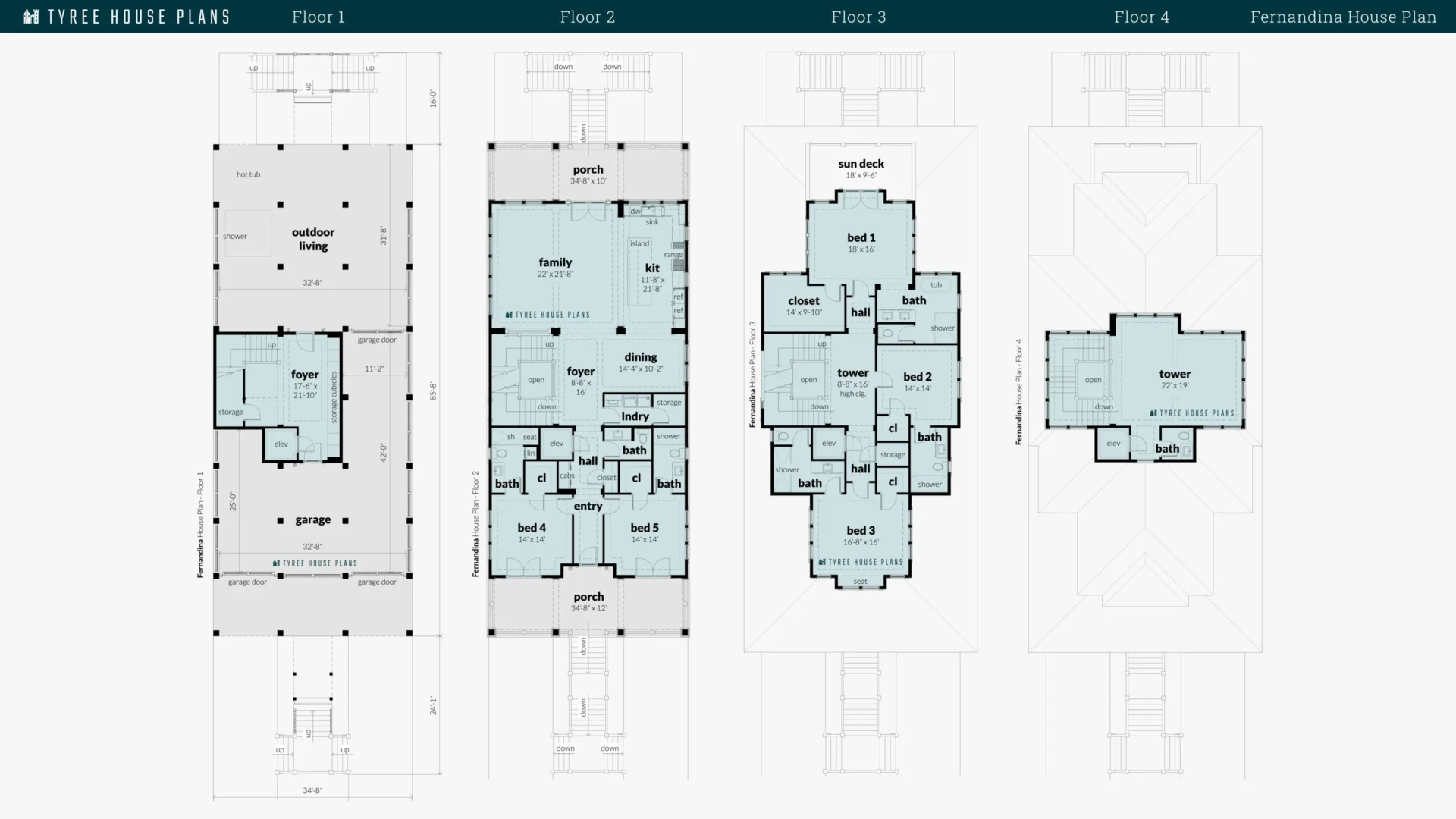 Fernandina House Plan Floor Artwork by Tyree House Plans