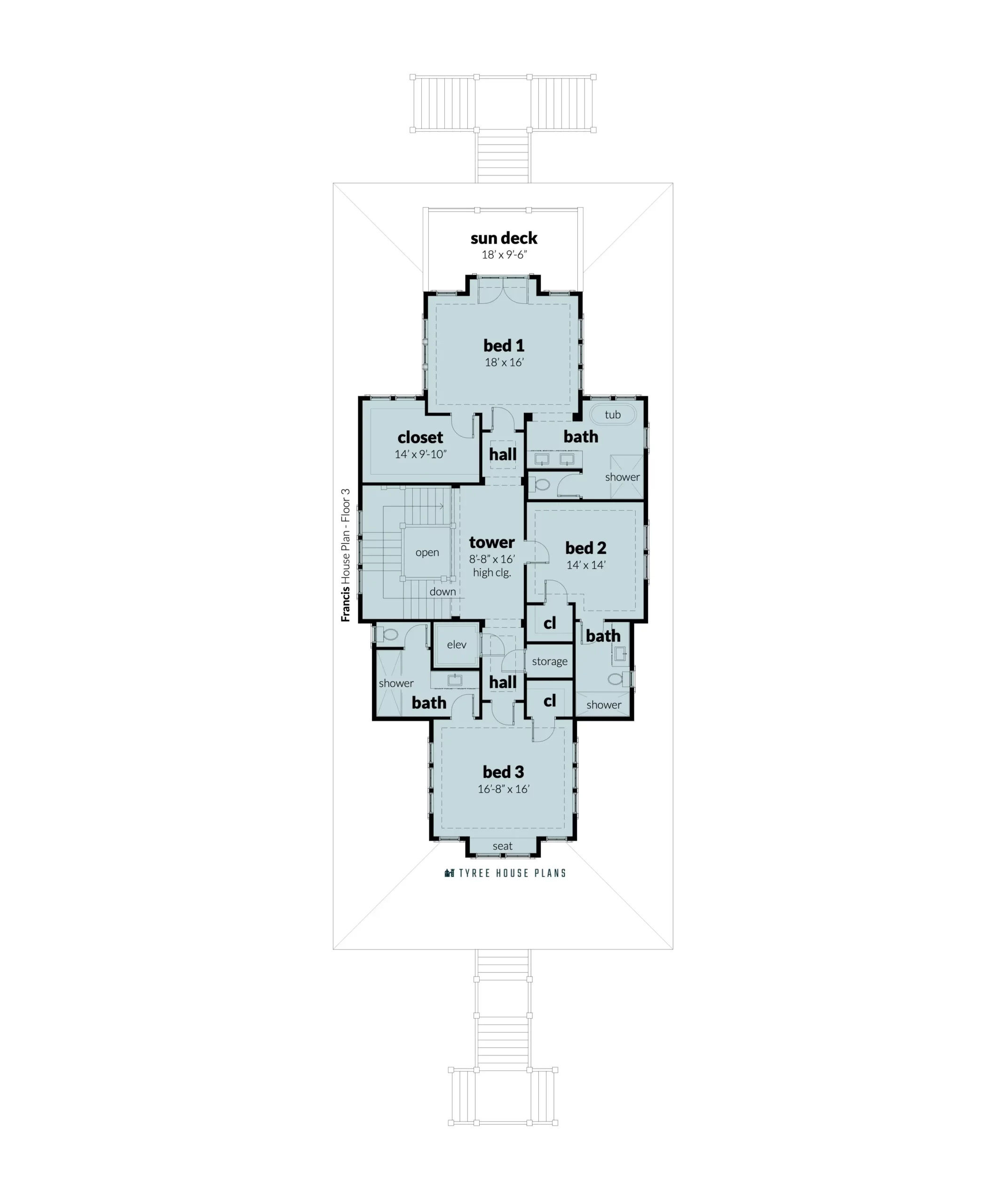 Floor 3 - Francis House Plan by Tyree House Plans