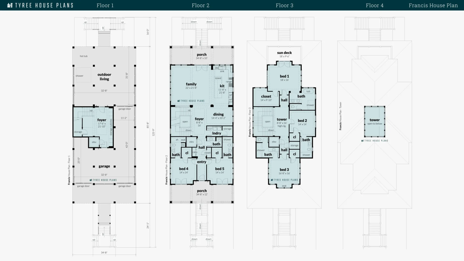 Francis House Plan Floor Artwork by Tyree House Plans