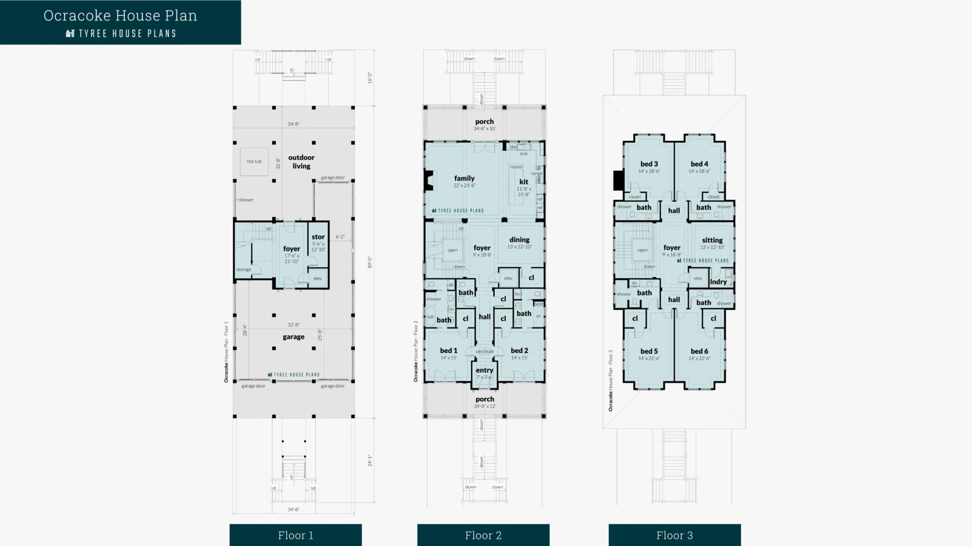 Ocracoke House Plan Floor Artwork by Tyree House Plans