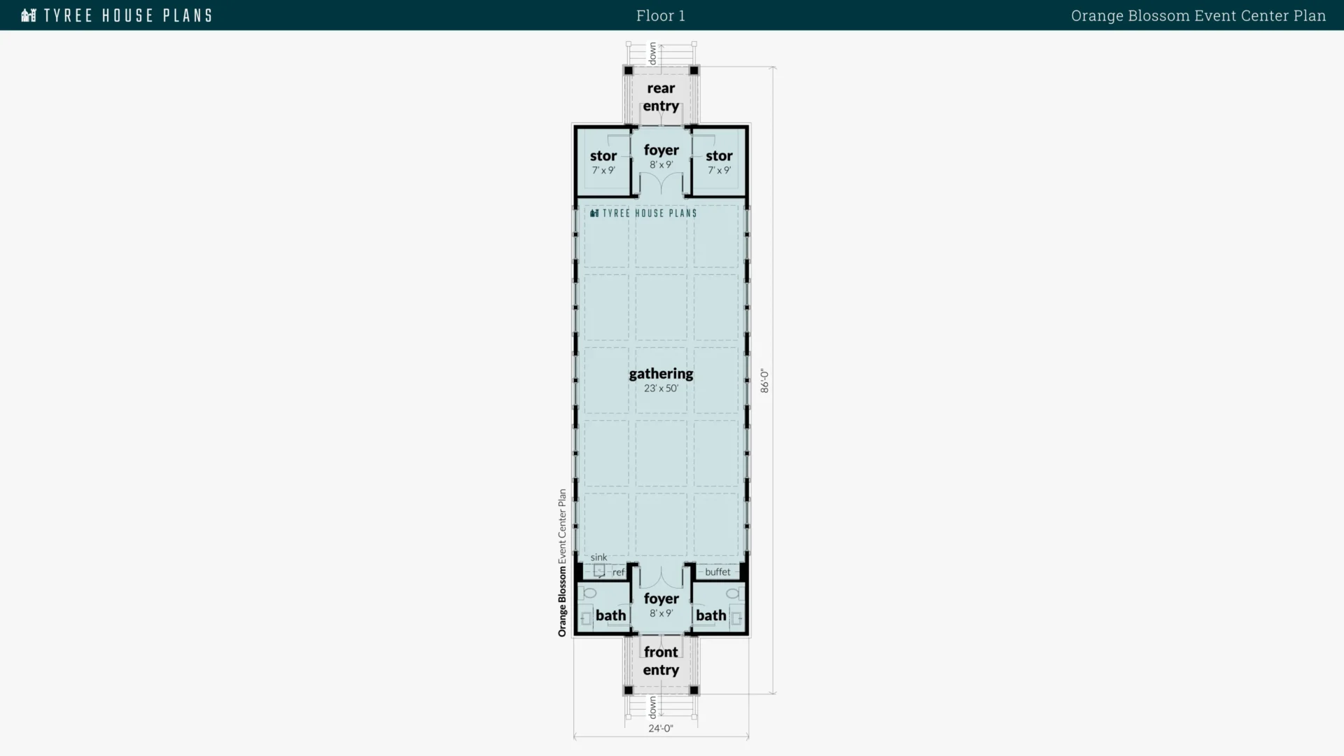 Orange Blossom Event Center Plan Floor Artwork by Tyree House Plans