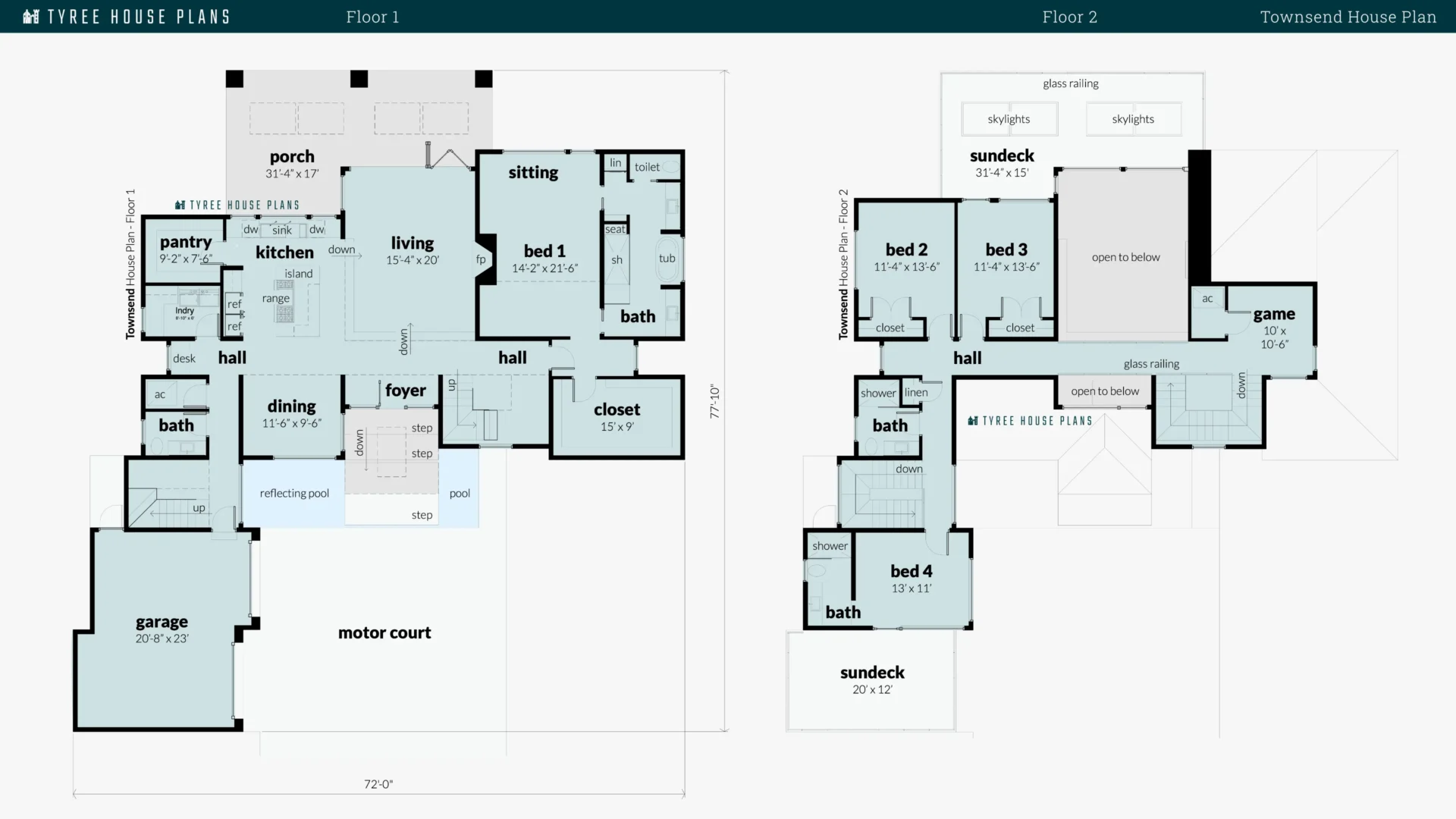 Townsend House Plan Floor Artwork by Tyree House Plans