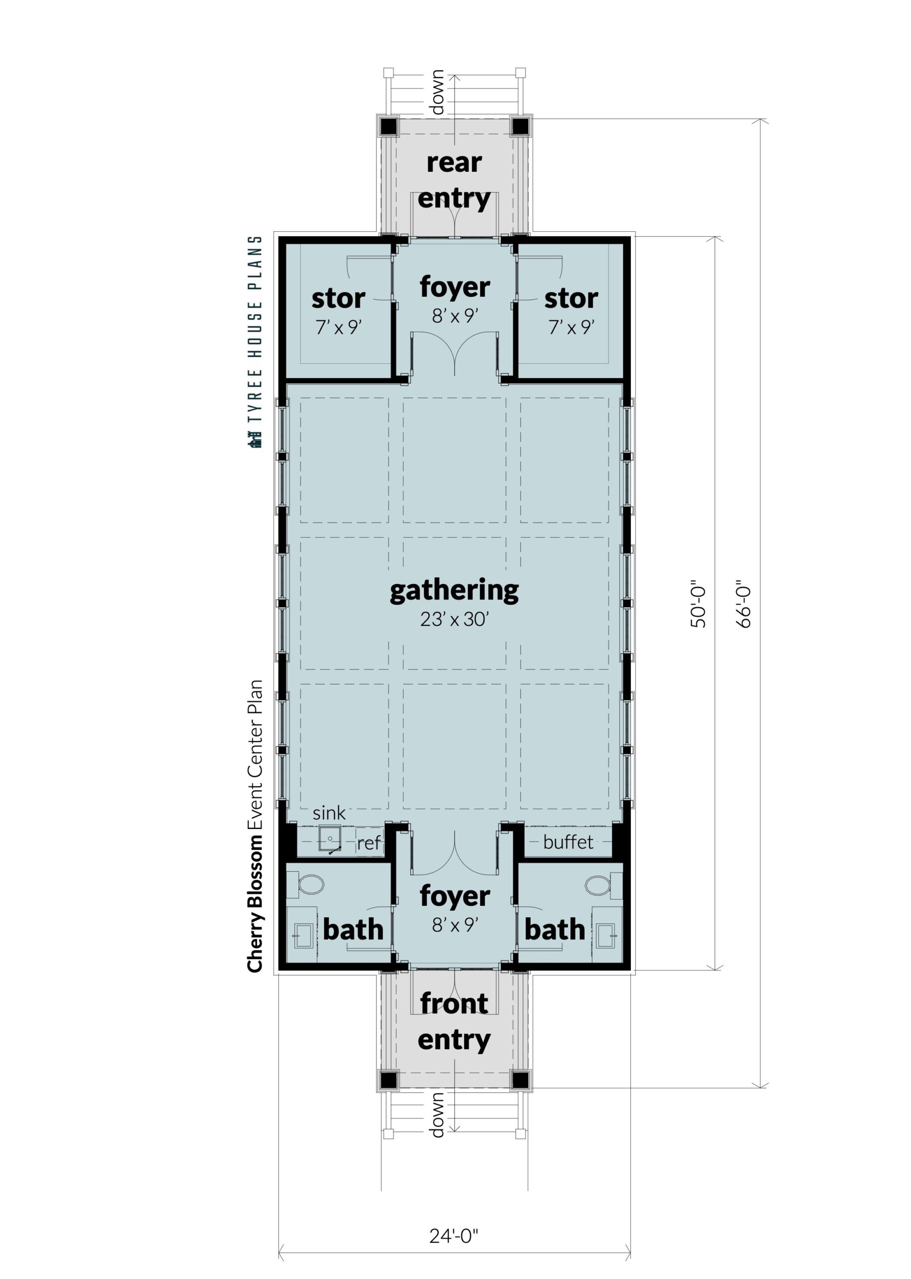 Floor - Cherry Blossom Event Center Plan by Tyree House Plans