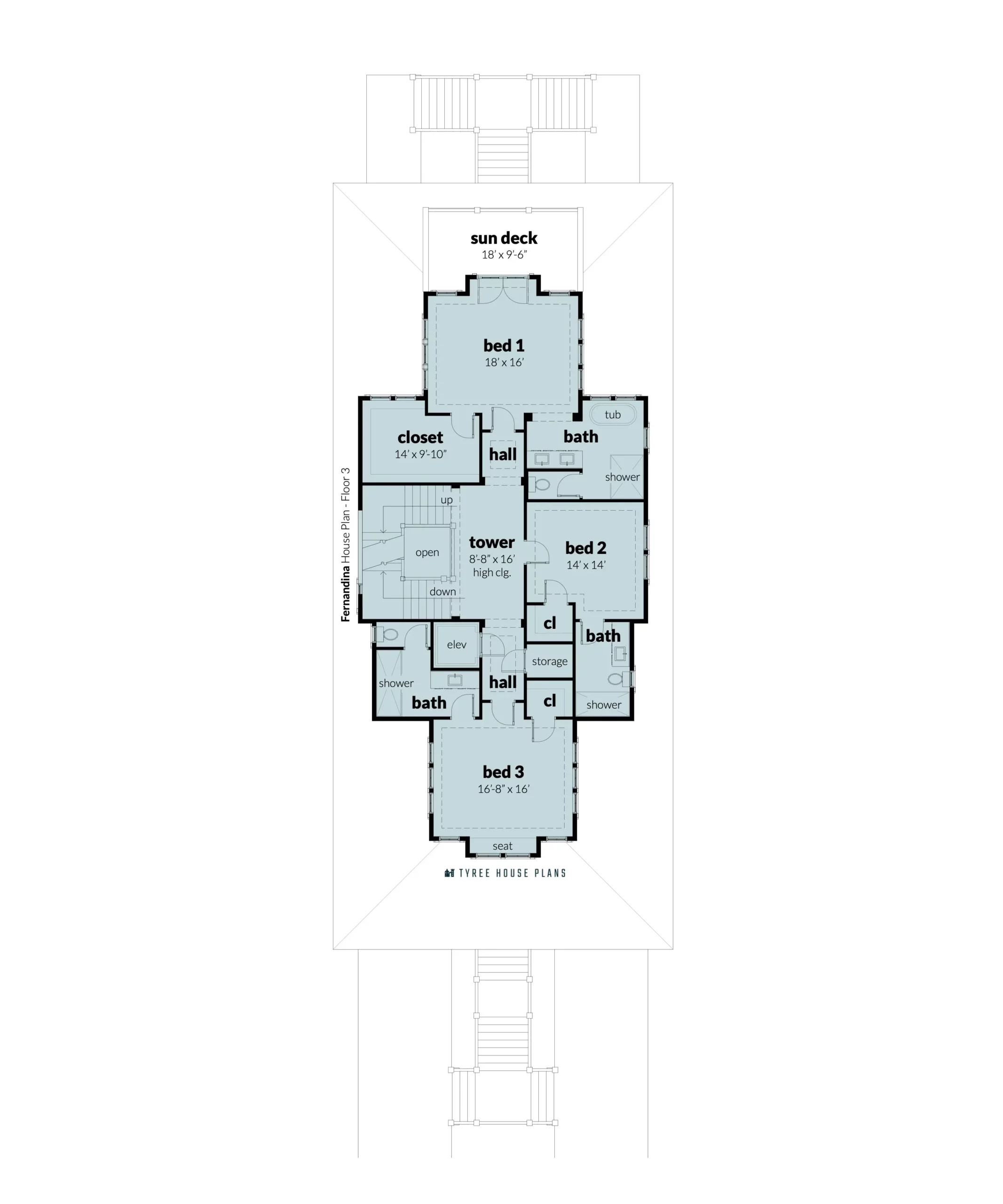 Floor 3 - Fernandina House Plan by Tyree House Plans