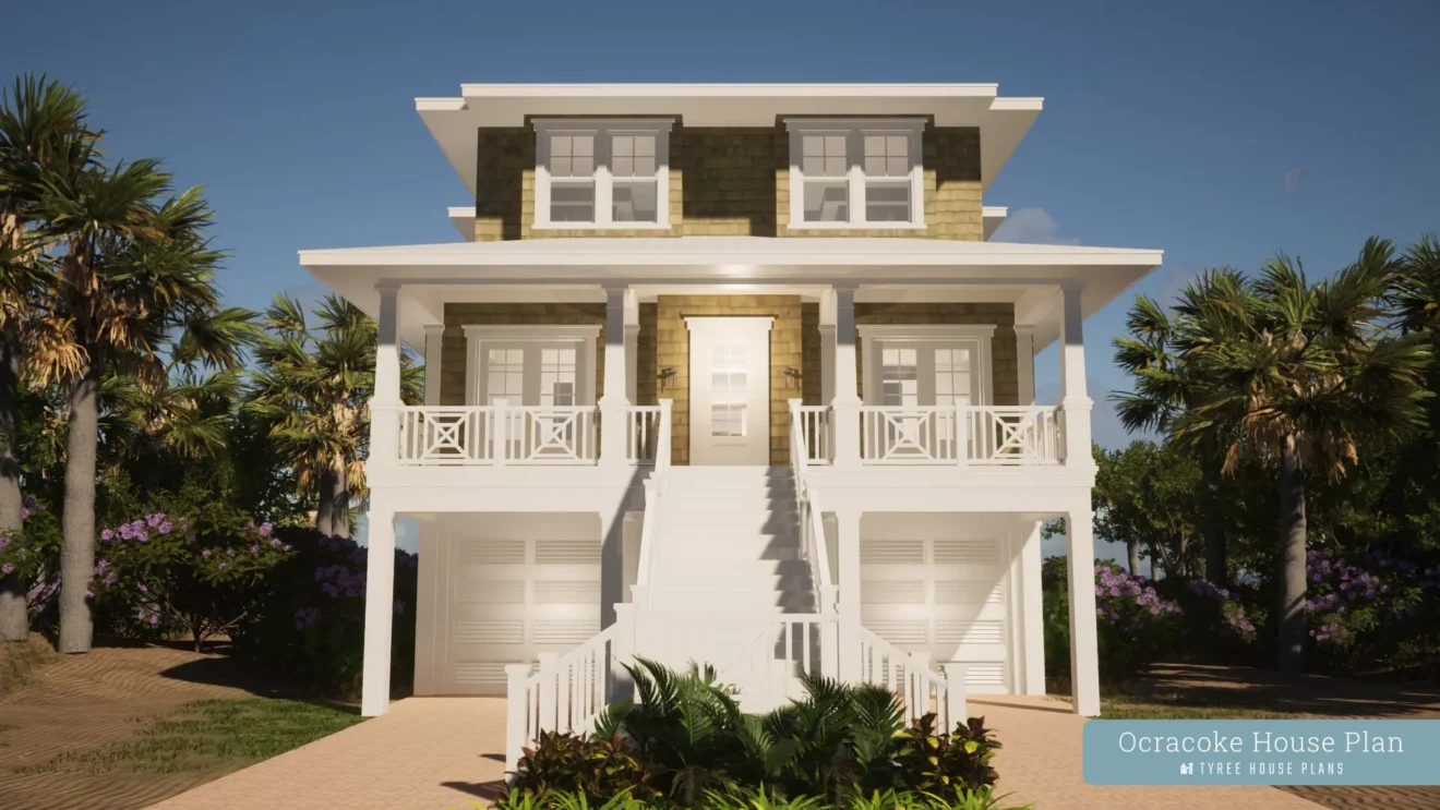 Front - Ocracoke House Plan by Tyree House Plans