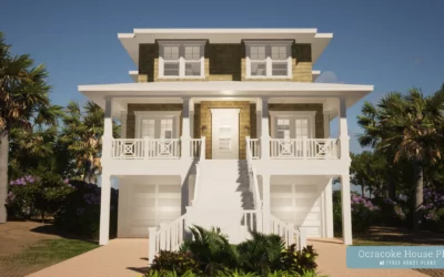 Ocracoke. Generous Six Bedroom Beach House Plan.