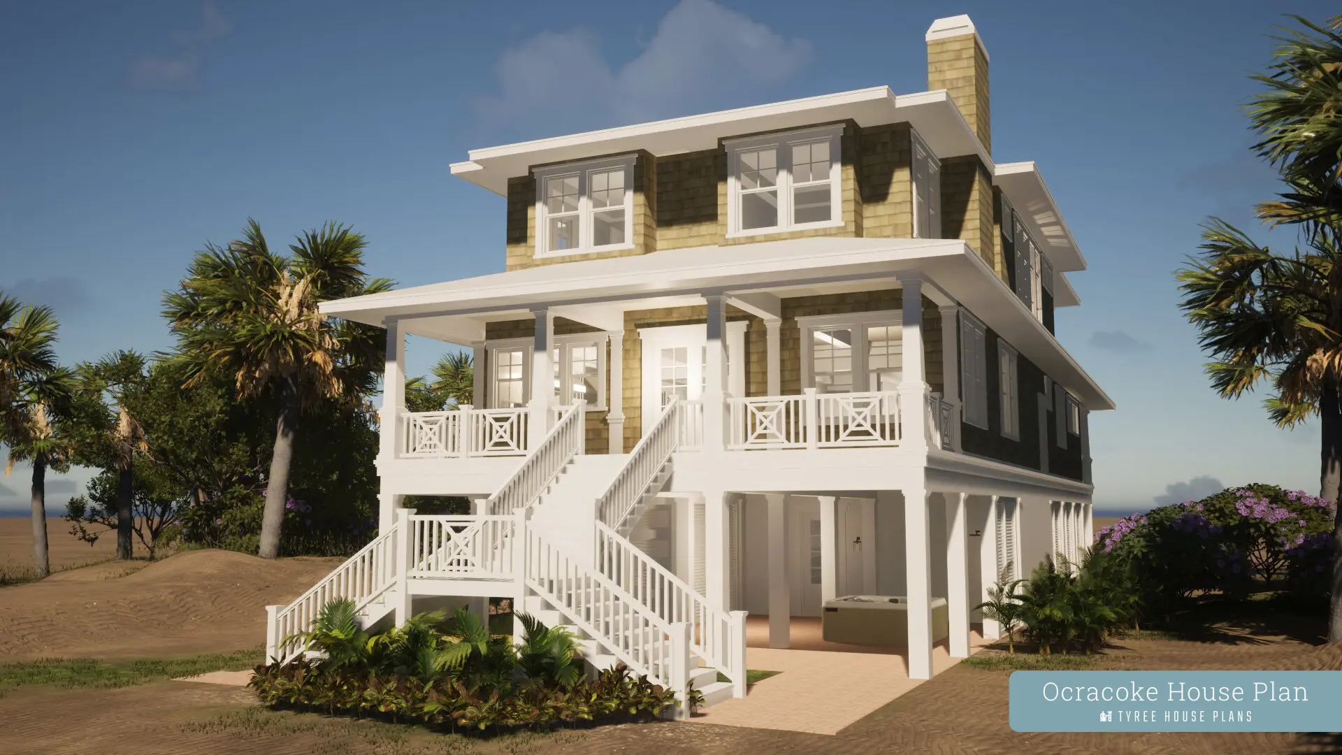 Rear - Ocracoke House Plan by Tyree House Plans